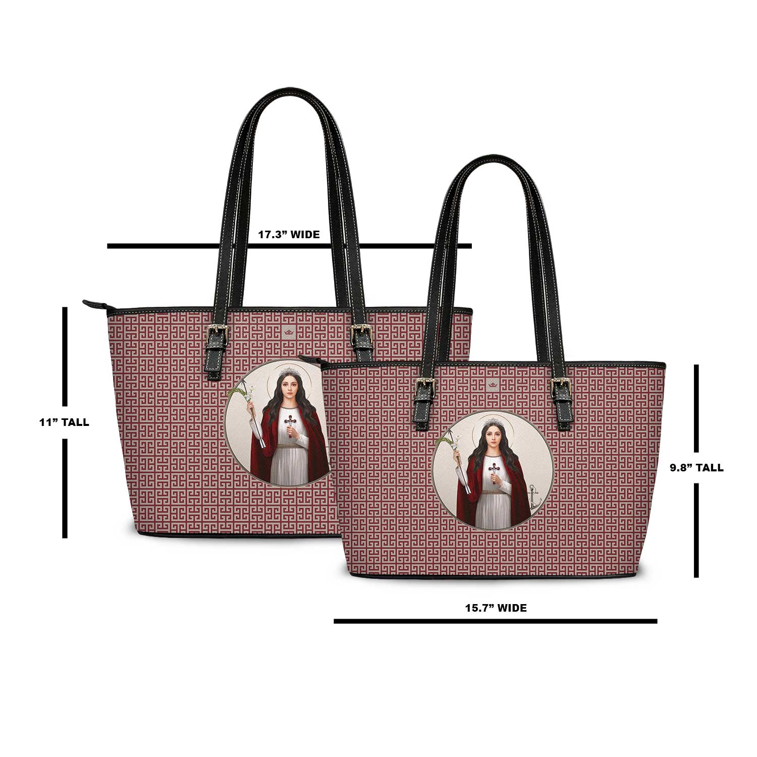 St. Philomena Greek Key Tote Bag (Red) - VENXARA®