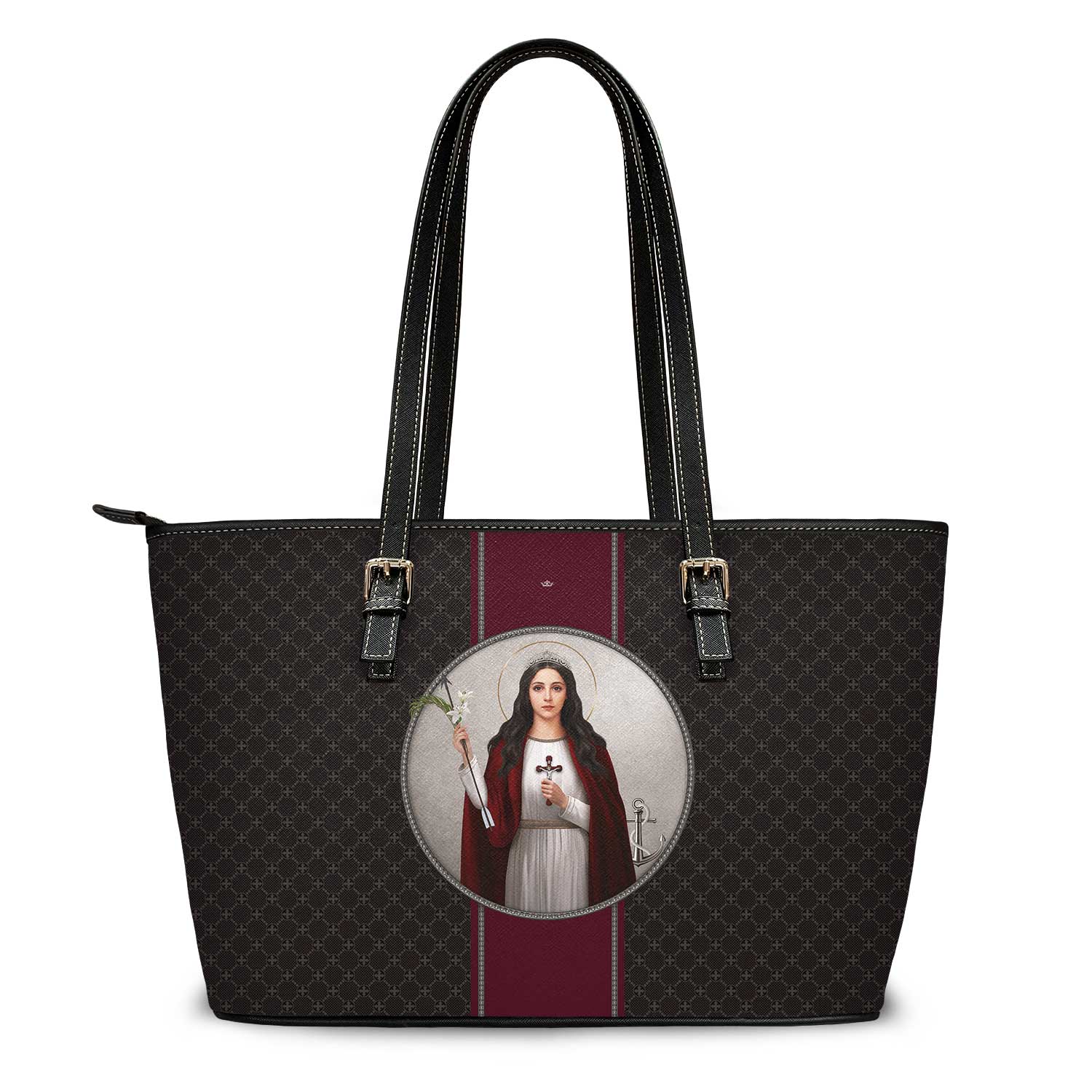 St. Philomena Medallion Tote Bag (Charcoal) - VENXARA®