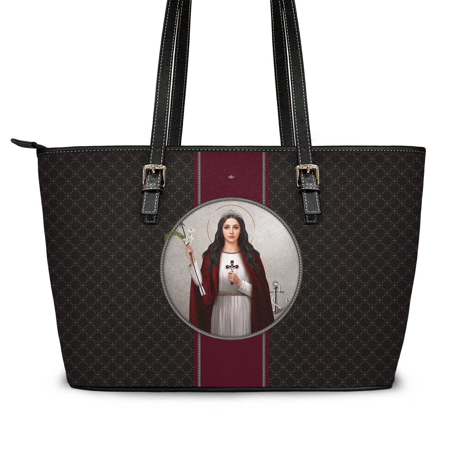 St. Philomena Medallion Tote Bag (Charcoal) - VENXARA®