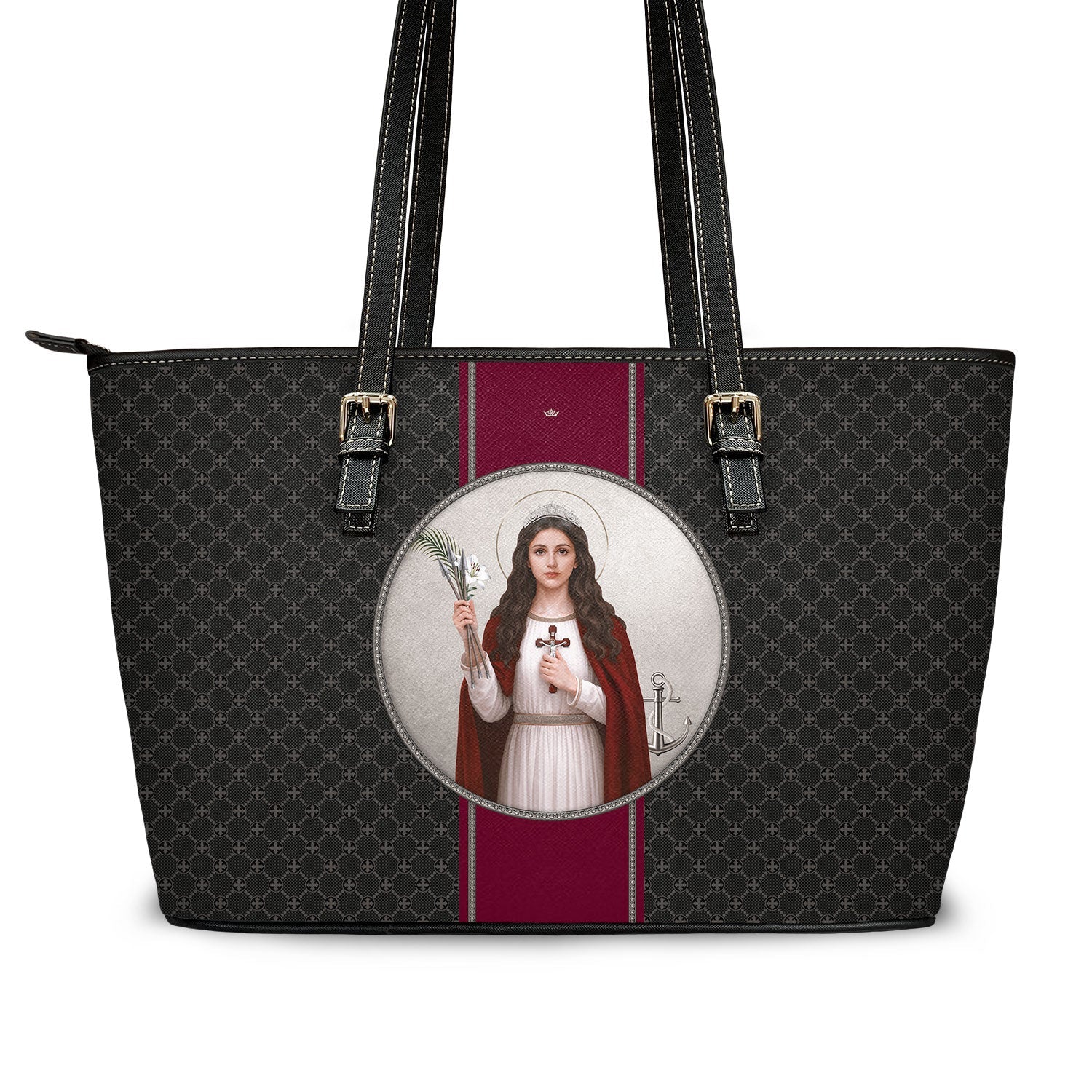 St. Philomena Medallion Tote Bag (Charcoal) - VENXARA