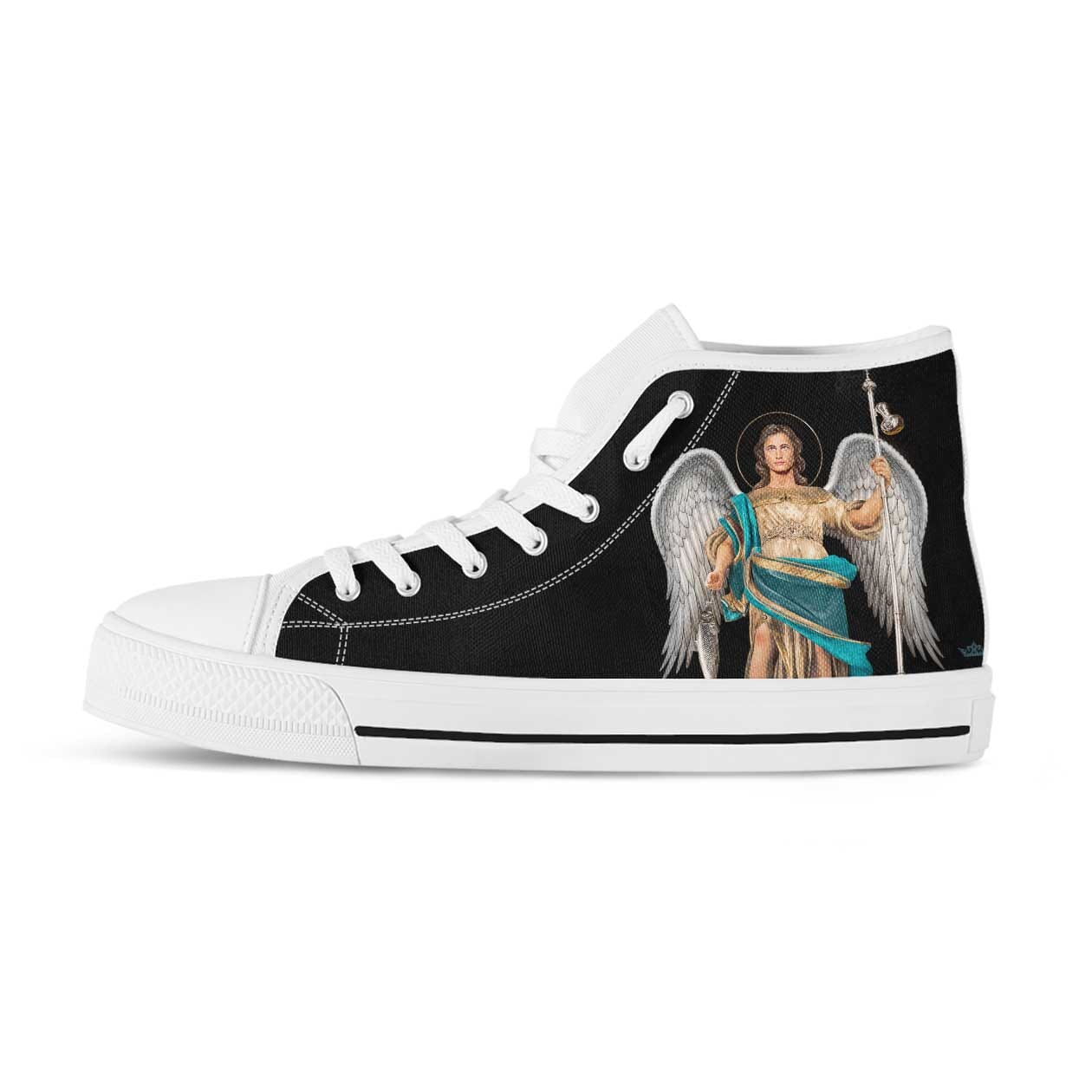 St. Raphael the Archangel Canvas High Top Shoes (Black/White) - VENXARA®