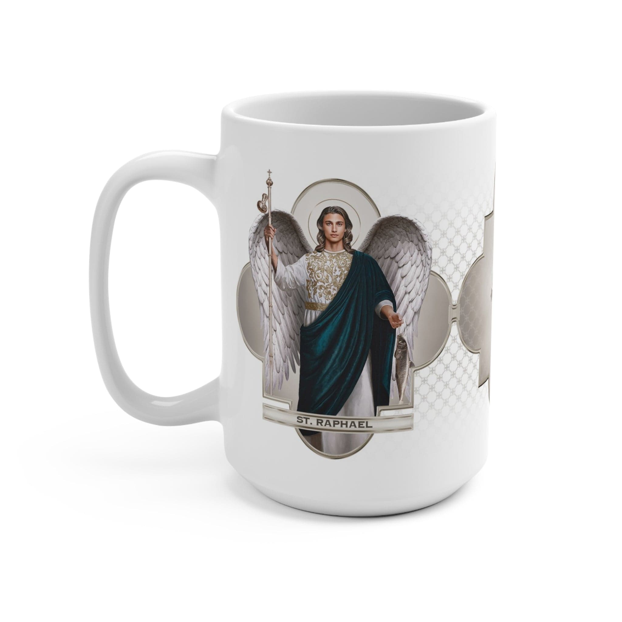 St. Raphael the Archangel Ceramic Mug (White 15 oz) Copyright VENXARA