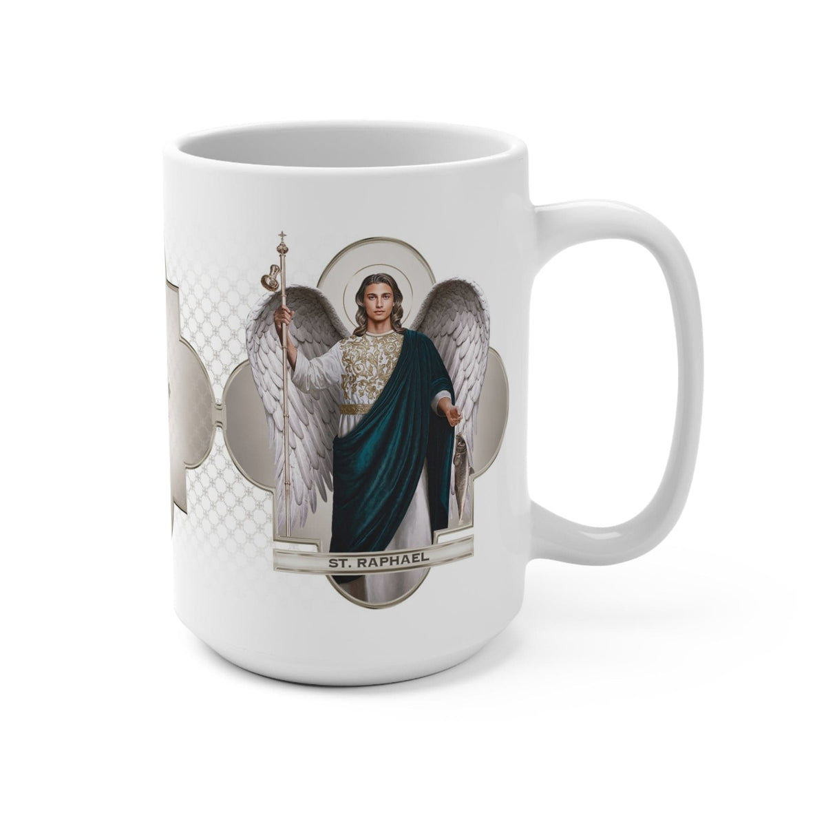St. Raphael the Archangel Ceramic Mug (White 15 oz) Copyright VENXARA