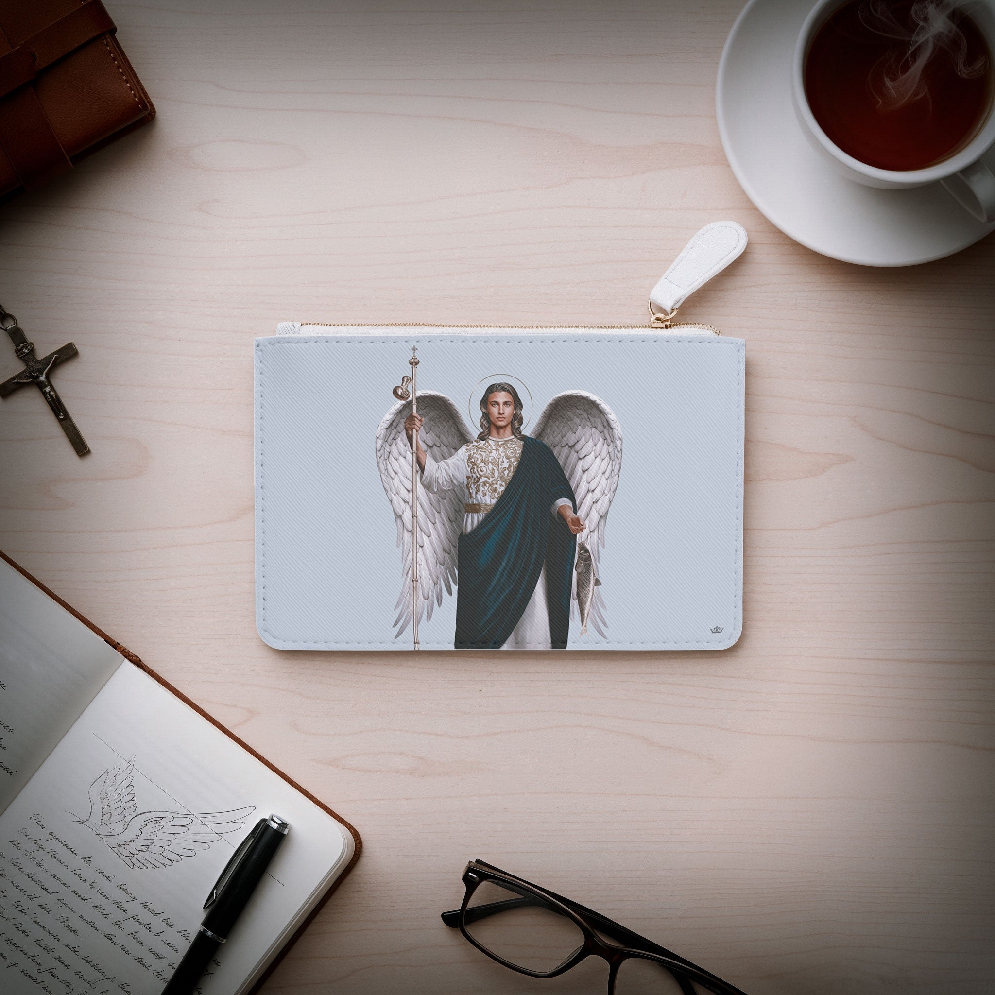 St. Raphael the Archangel Mini Clutch Pouch (Heavenly Blue) - VENXARA