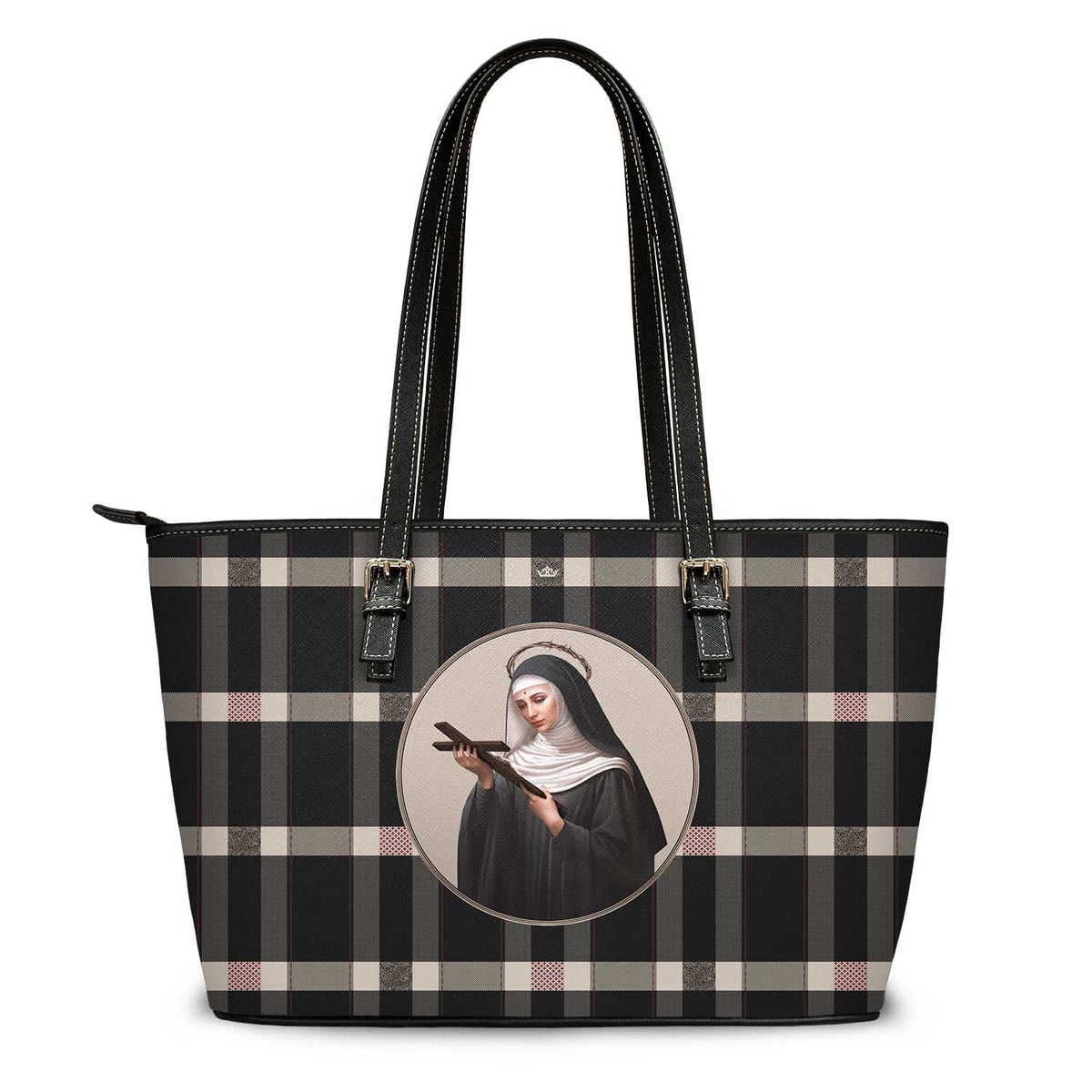 St. Rita of Cascia Tote Bag (Plaid) Copyright VENXARA