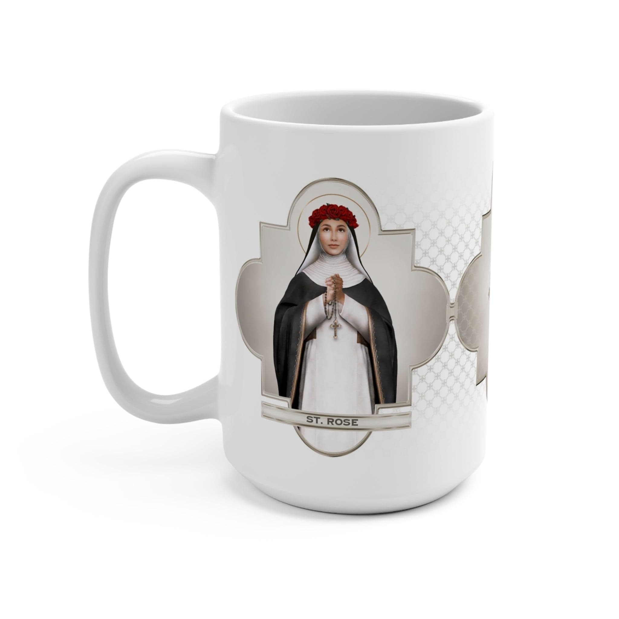 St. Rose of Lima Ceramic Mug (White 15 oz) Copyright VENXARA