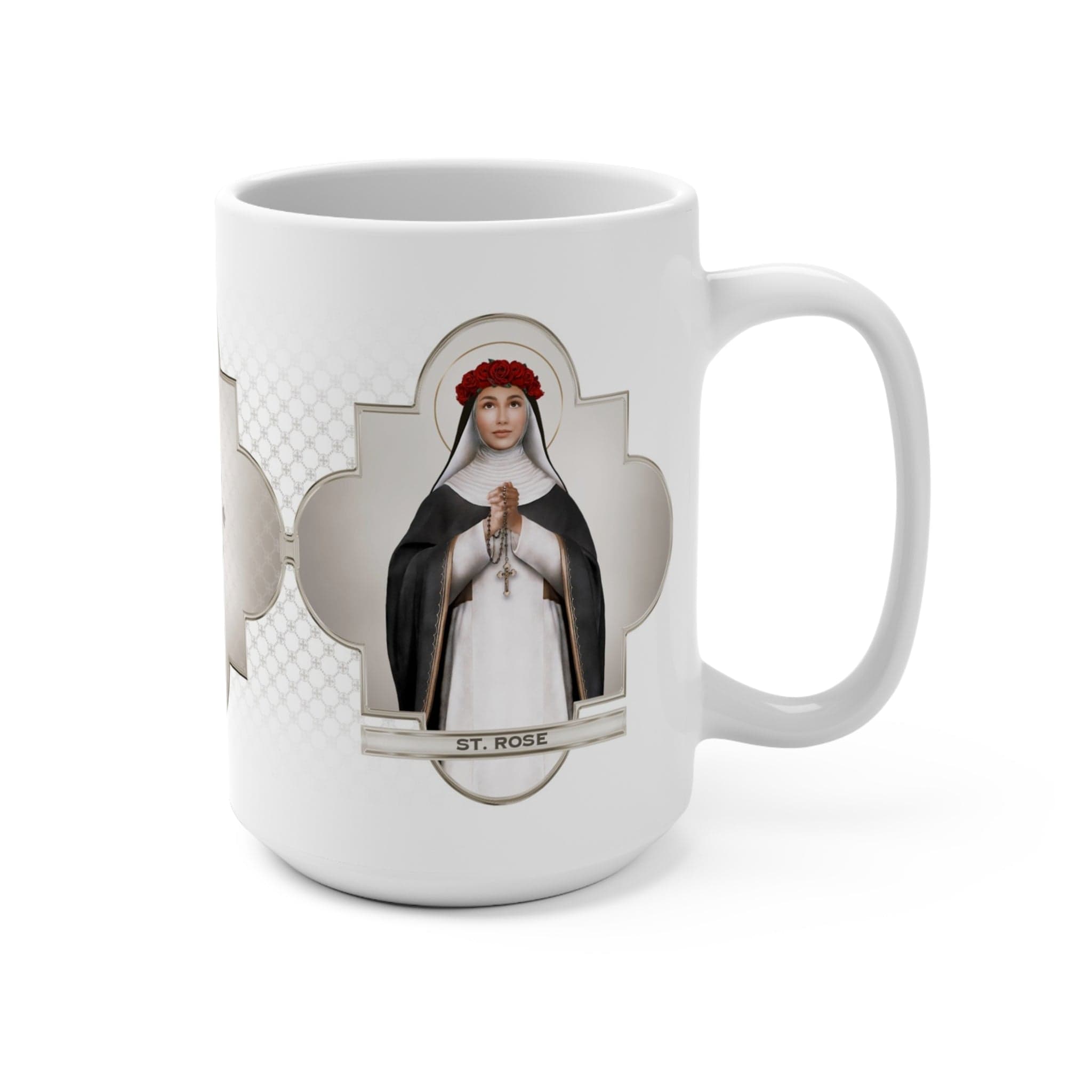 St. Rose of Lima Ceramic Mug (White 15 oz) Copyright VENXARA