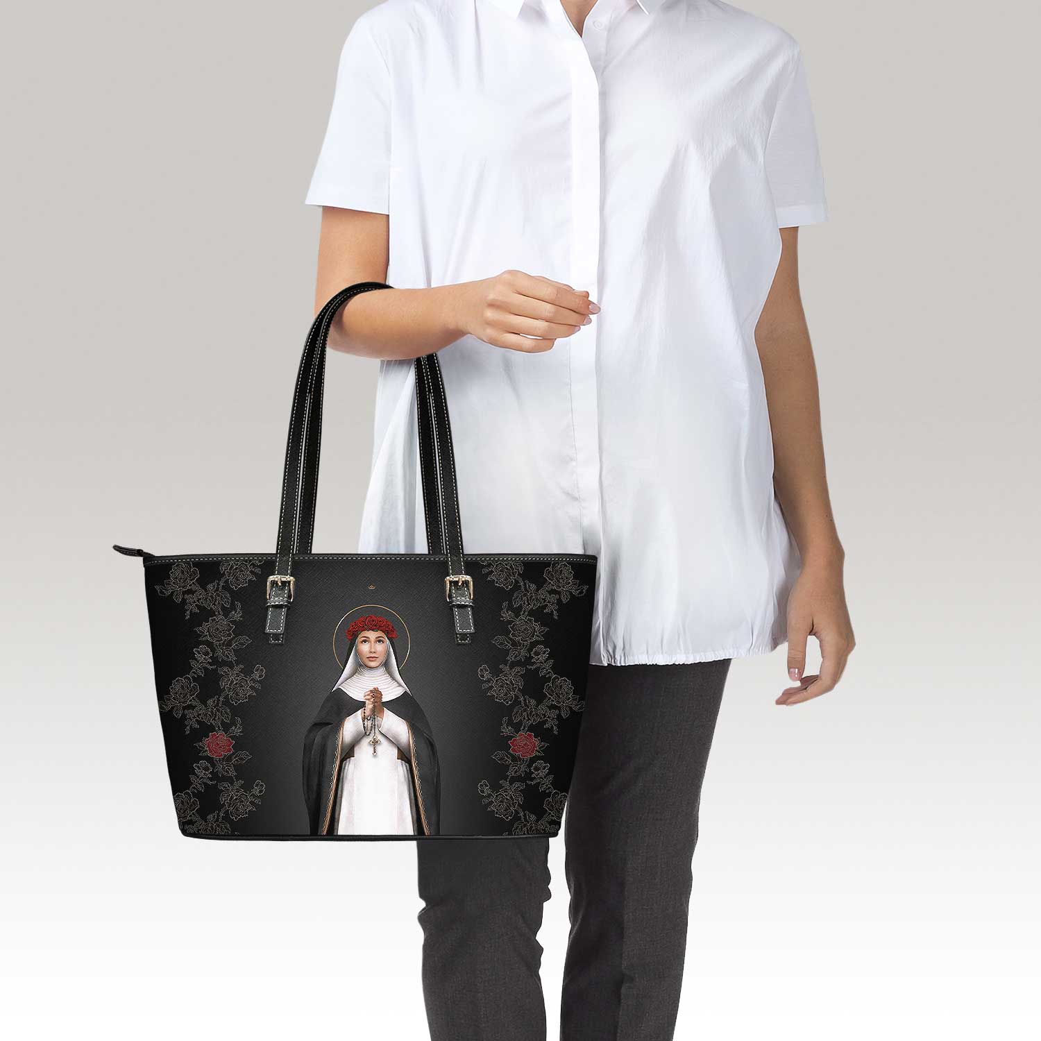 St. Rose of Lima Tote Bag (Black) - VENXARA®