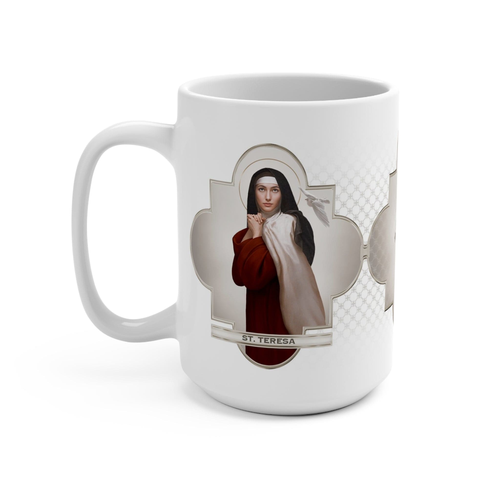 St. Teresa of Avila Ceramic Mug (White 15 oz) Copyright VENXARA