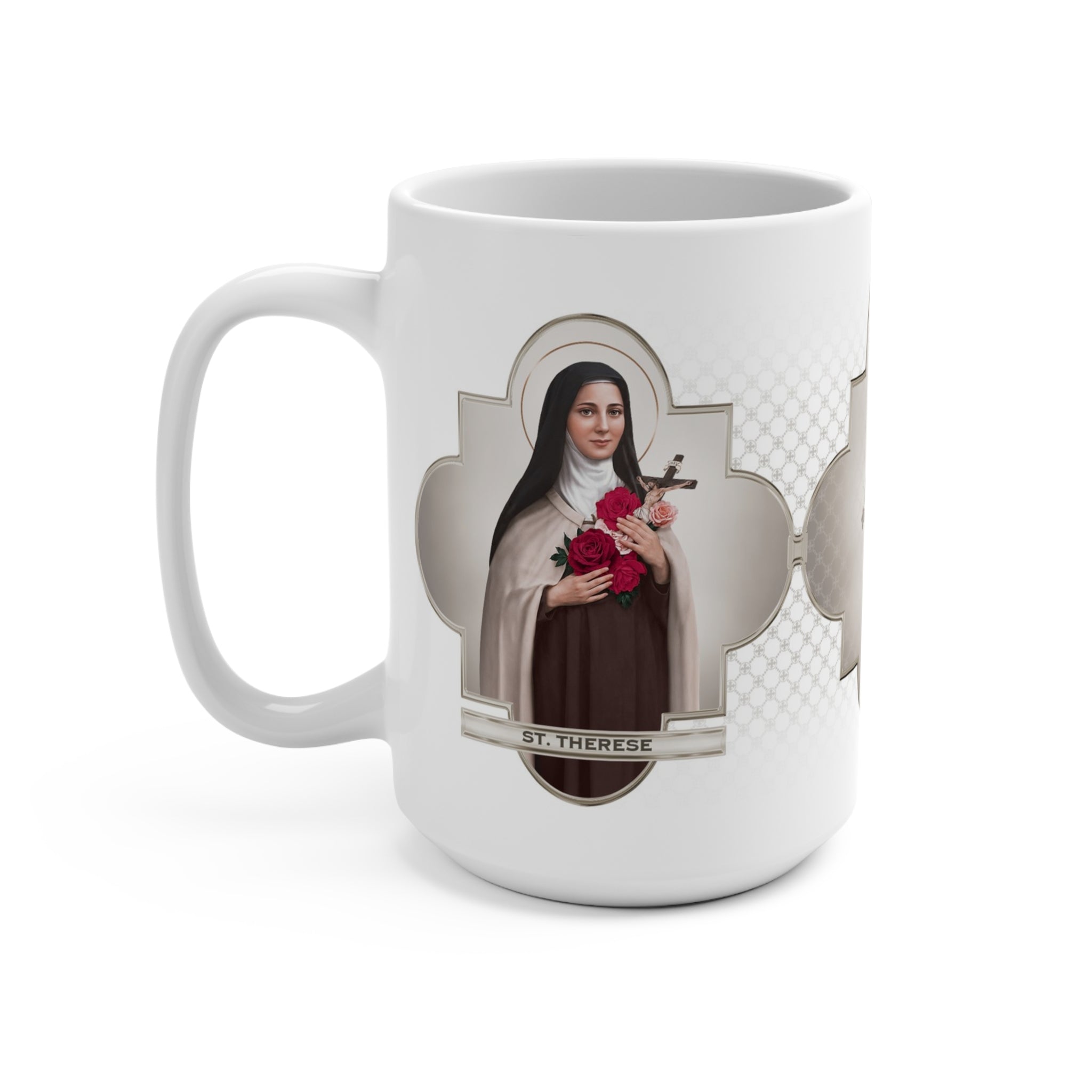 St. Therese of Lisieux Ceramic Mug (White 15 oz) - VENXARA®