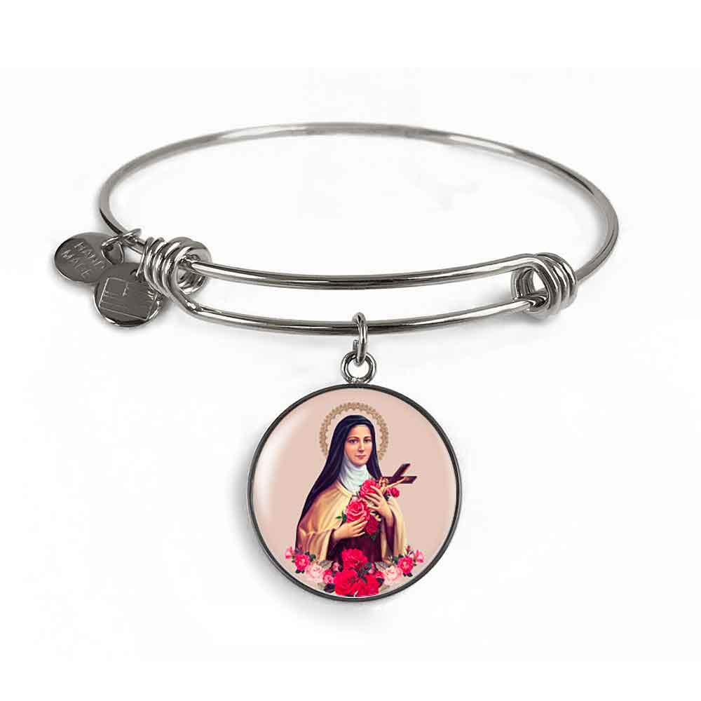 St. Therese of Lisieux Charm Bangle Bracelet - VENXARA®