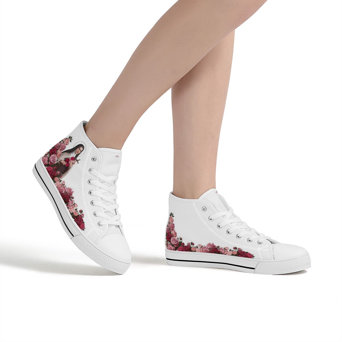 St. Therese of Lisieux Comfort Canvas High Top Shoes (White) - VENXARA®