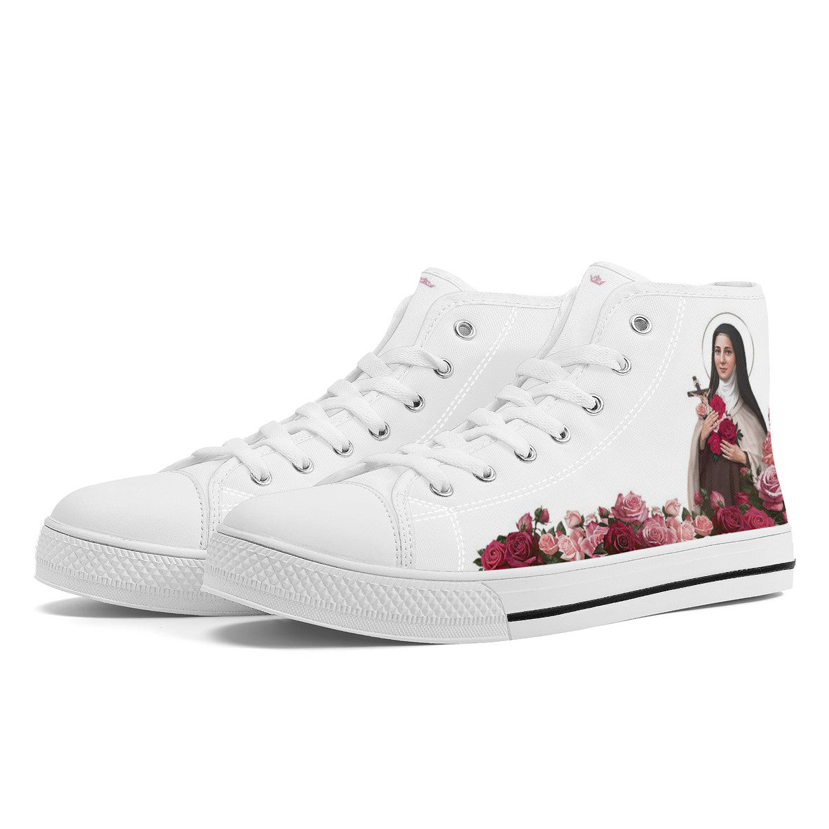 St. Therese of Lisieux Comfort Canvas High Top Shoes (White) - VENXARA®