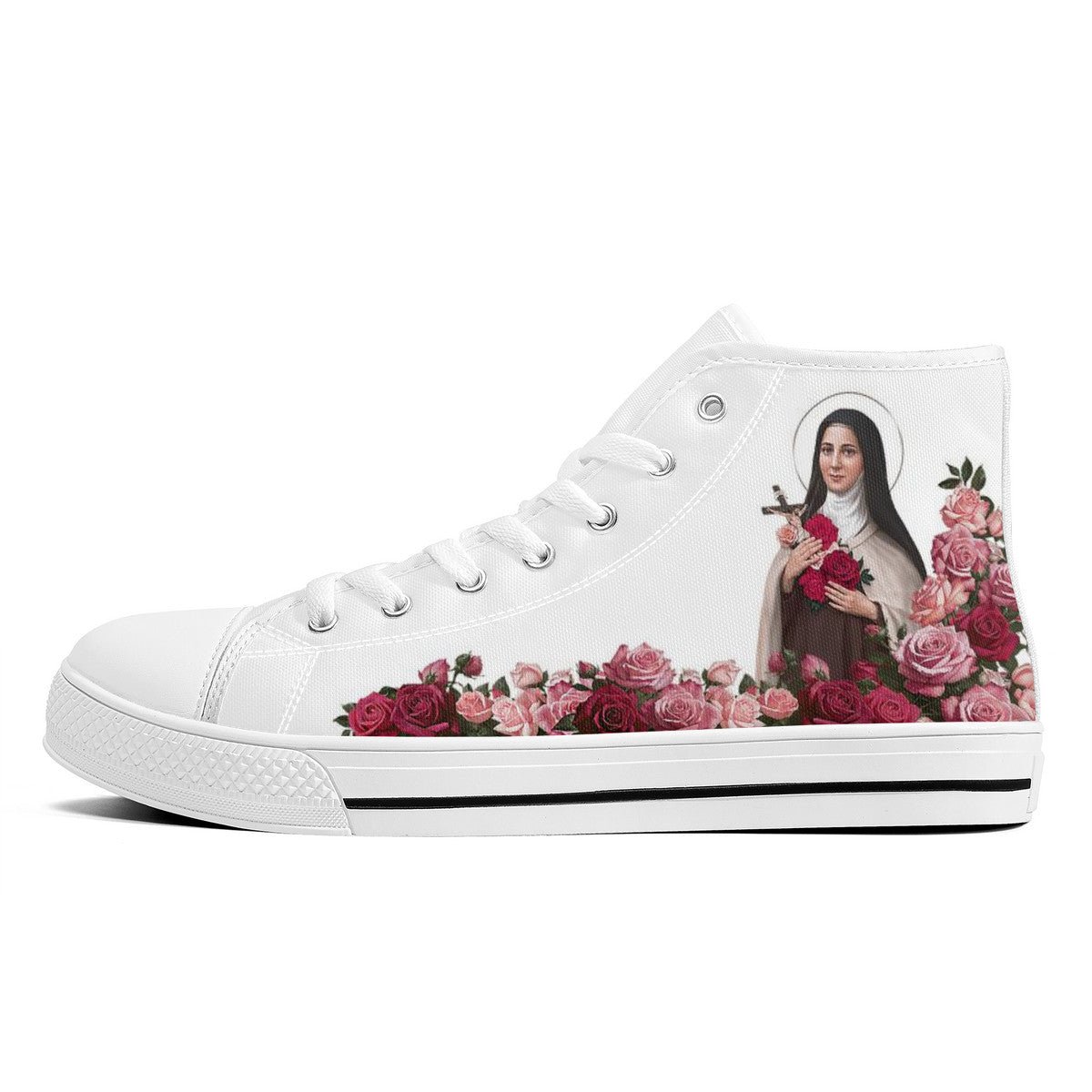 St. Therese of Lisieux Comfort Canvas High Top Shoes (White) - VENXARA®