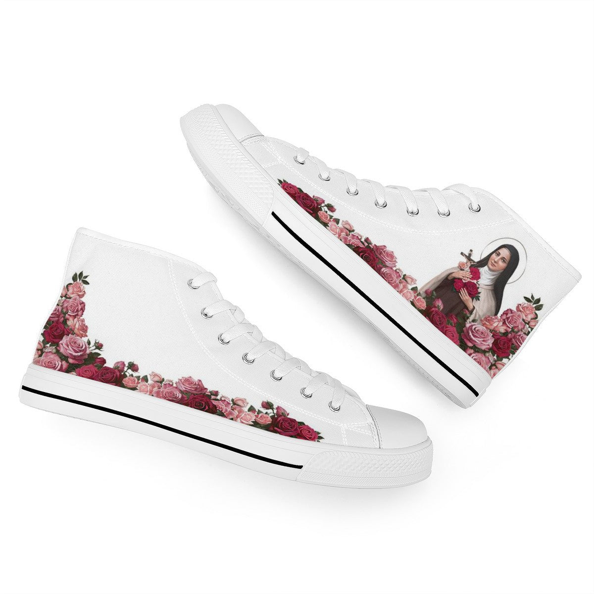 St. Therese of Lisieux Comfort Canvas High Top Shoes (White) - VENXARA®