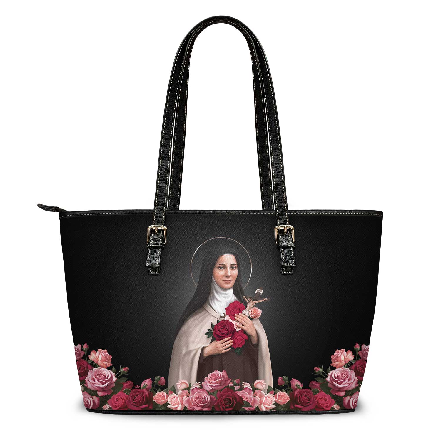 St. Therese of Lisieux Tote Bag (Black) - VENXARA®