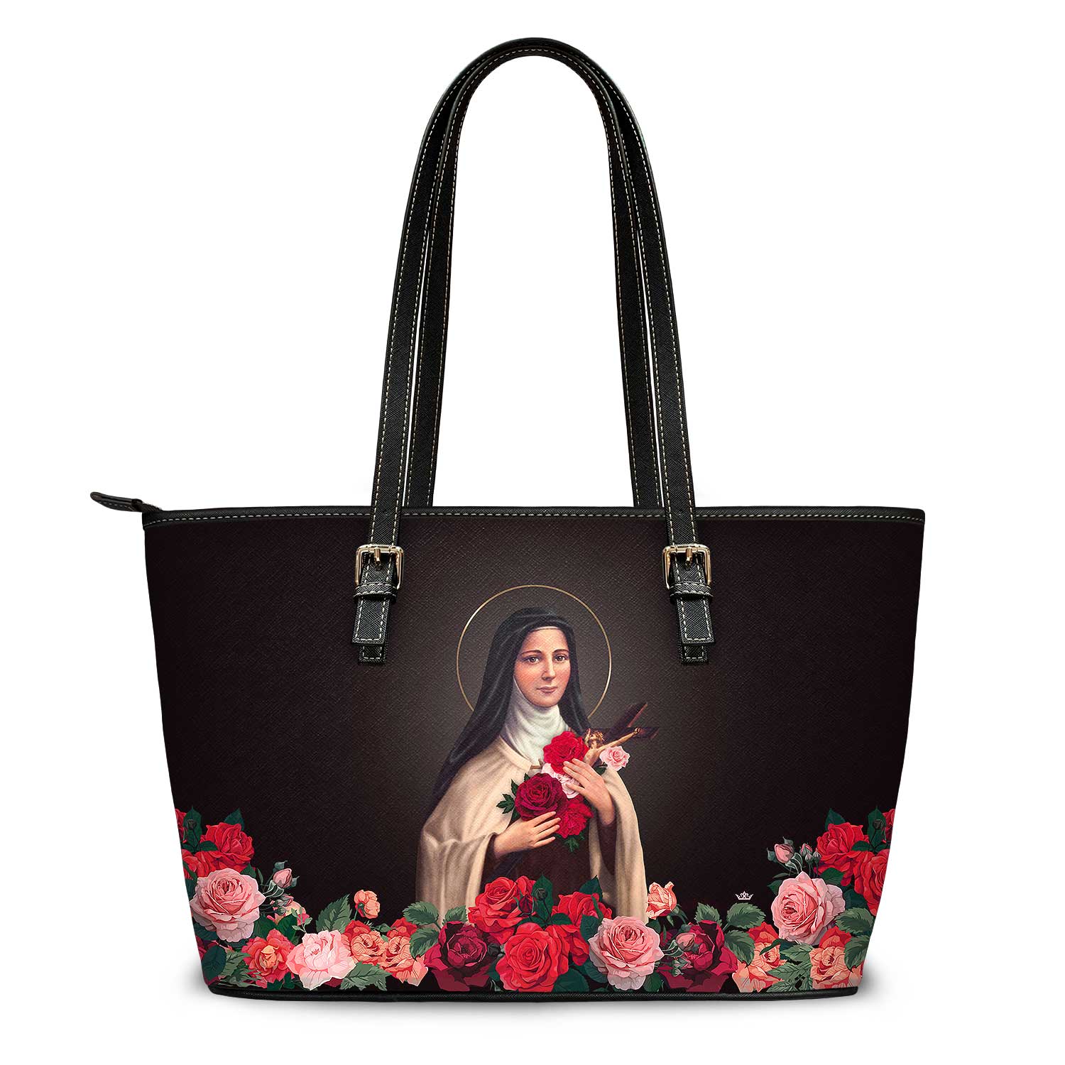 St. Therese of Lisieux Tote Bag (Black) - VENXARA®