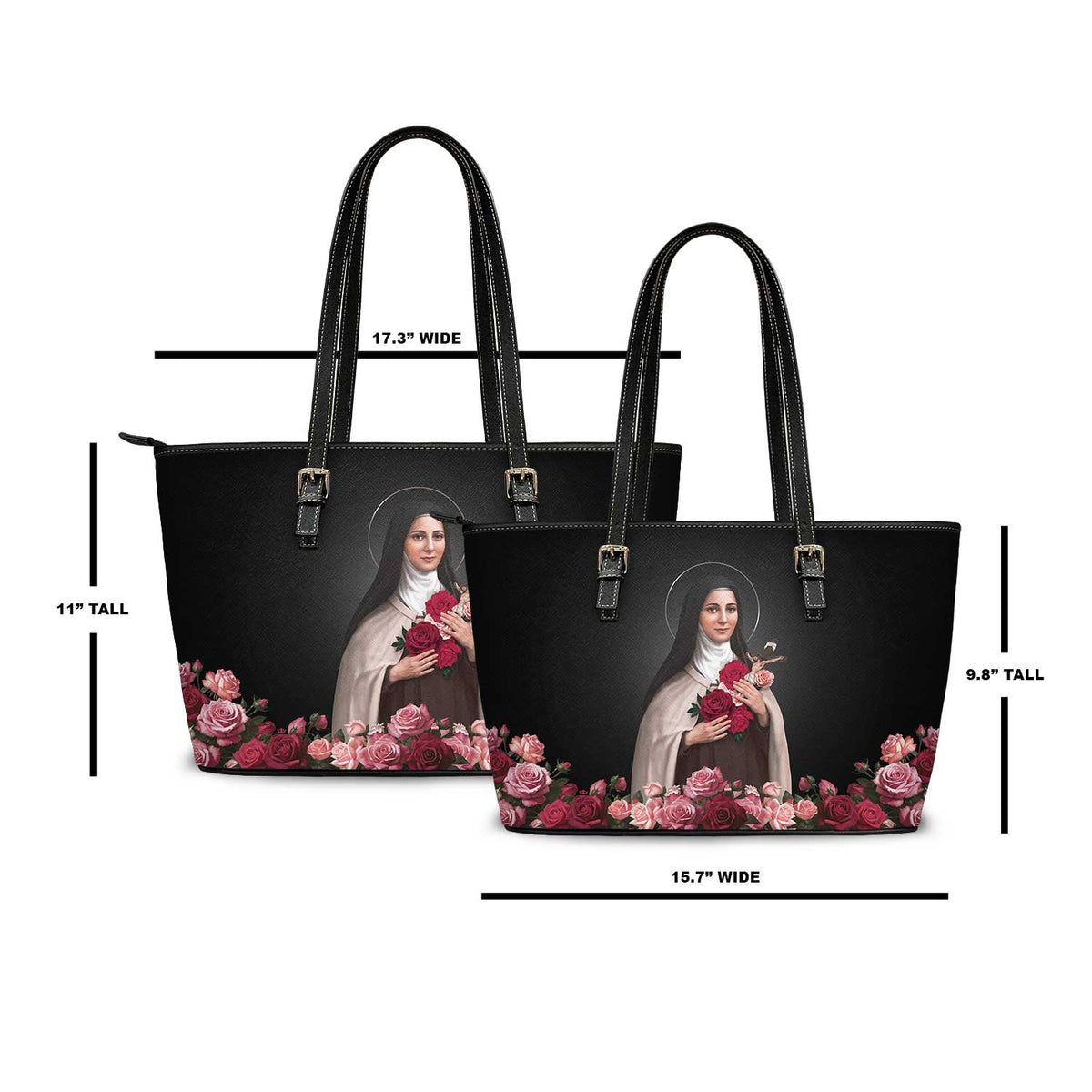 St. Therese of Lisieux Tote Bag (Black) Copyright VENXARA