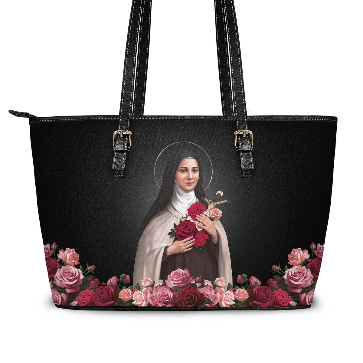 St. Therese of Lisieux Tote Bag (Black) Copyright VENXARA