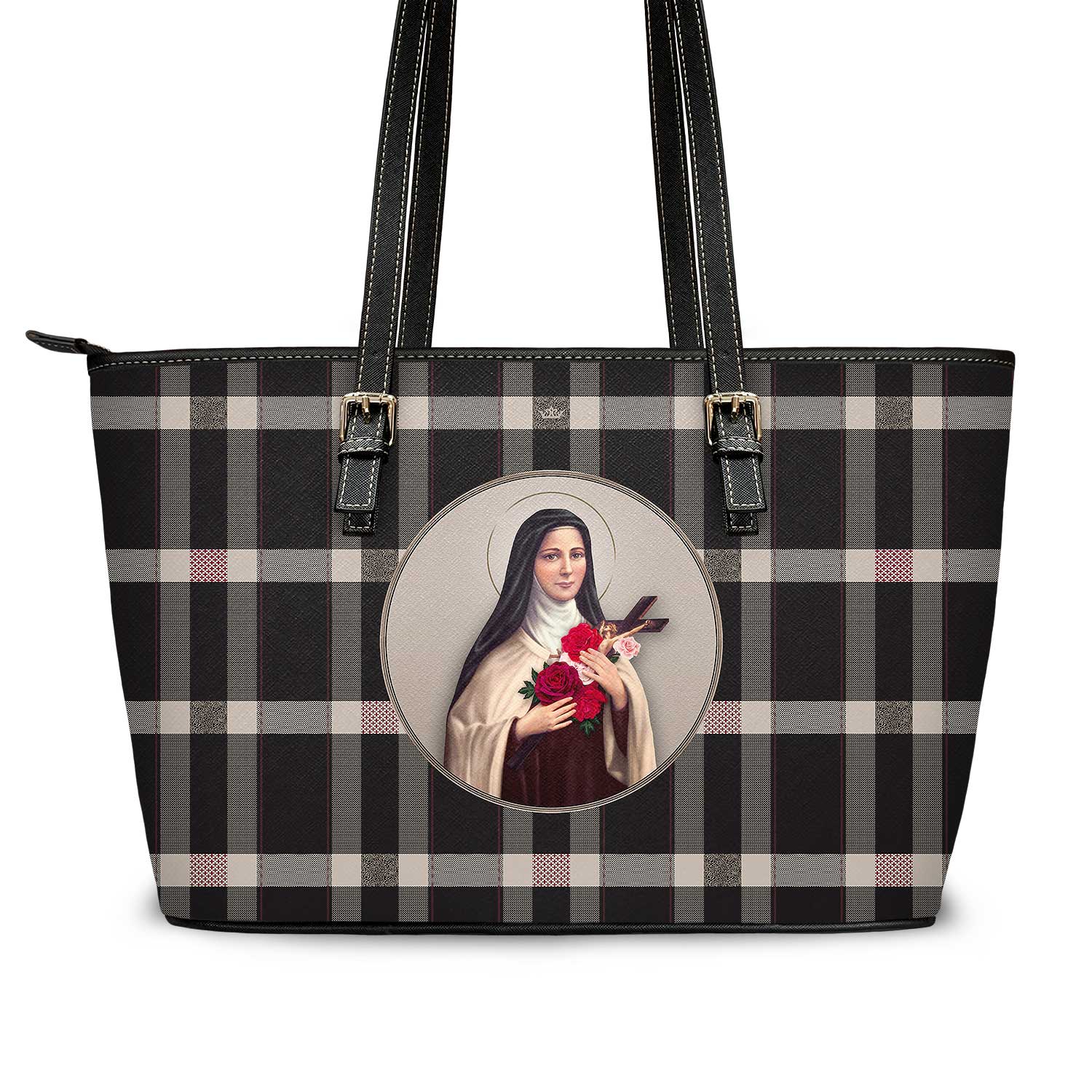 St. Therese of Lisieux Tote Bag (Plaid) - VENXARA®