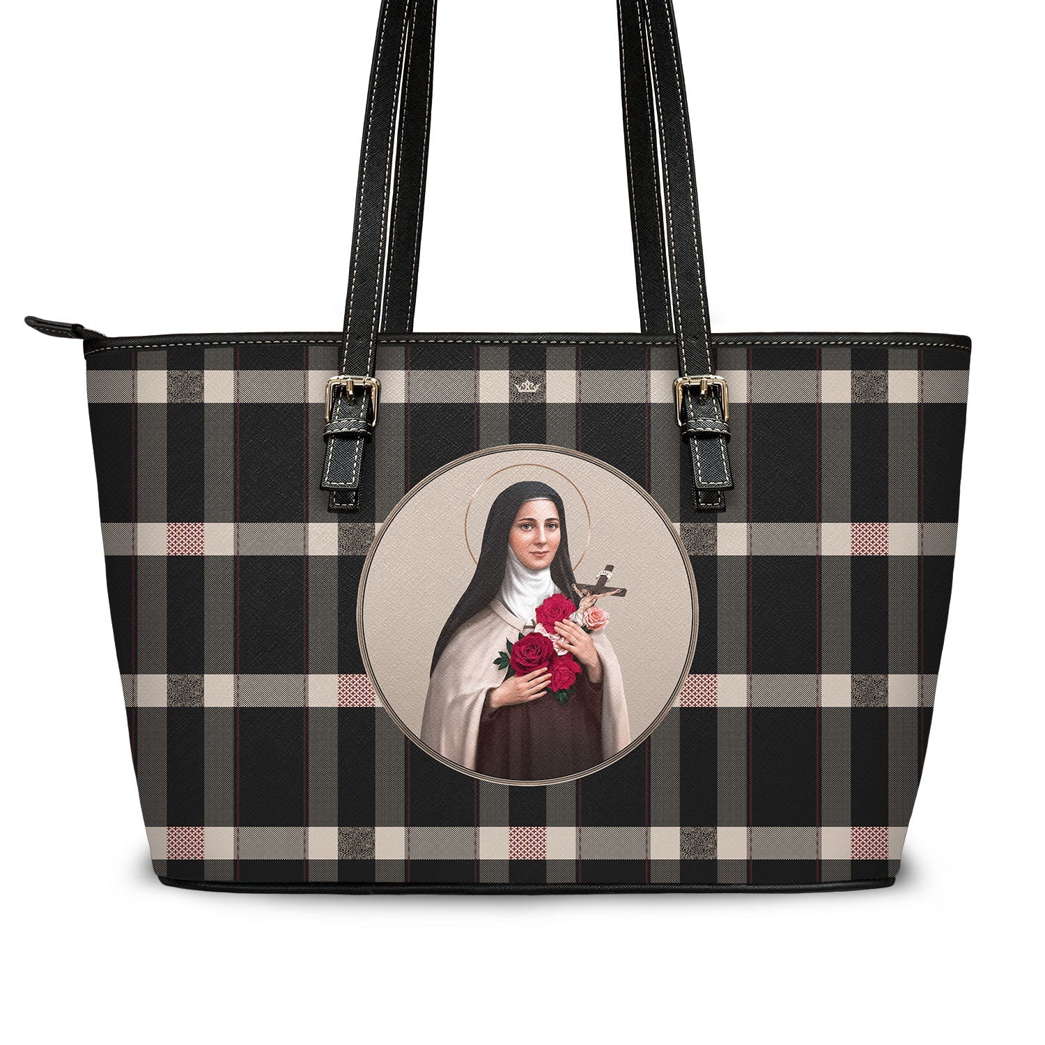 St. Therese of Lisieux Tote Bag (Plaid) - VENXARA®