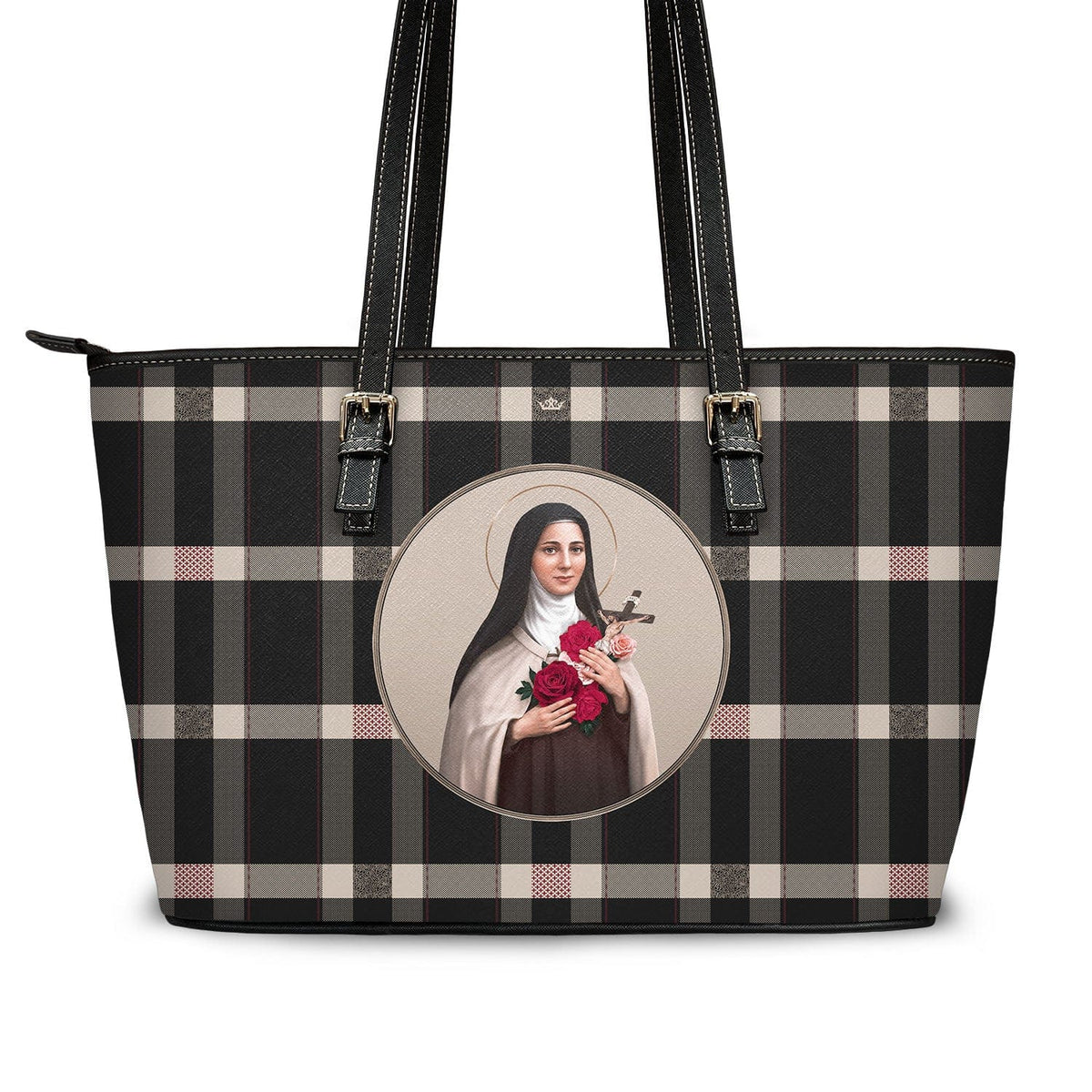 St. Therese of Lisieux Tote Bag (Plaid) Copyright VENXARA