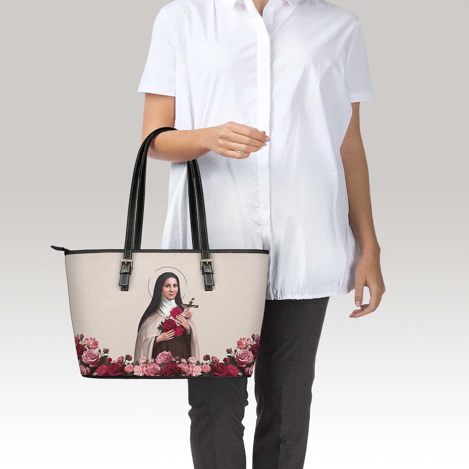 St. Therese of Lisieux Tote Bag (Sand) - VENXARA®