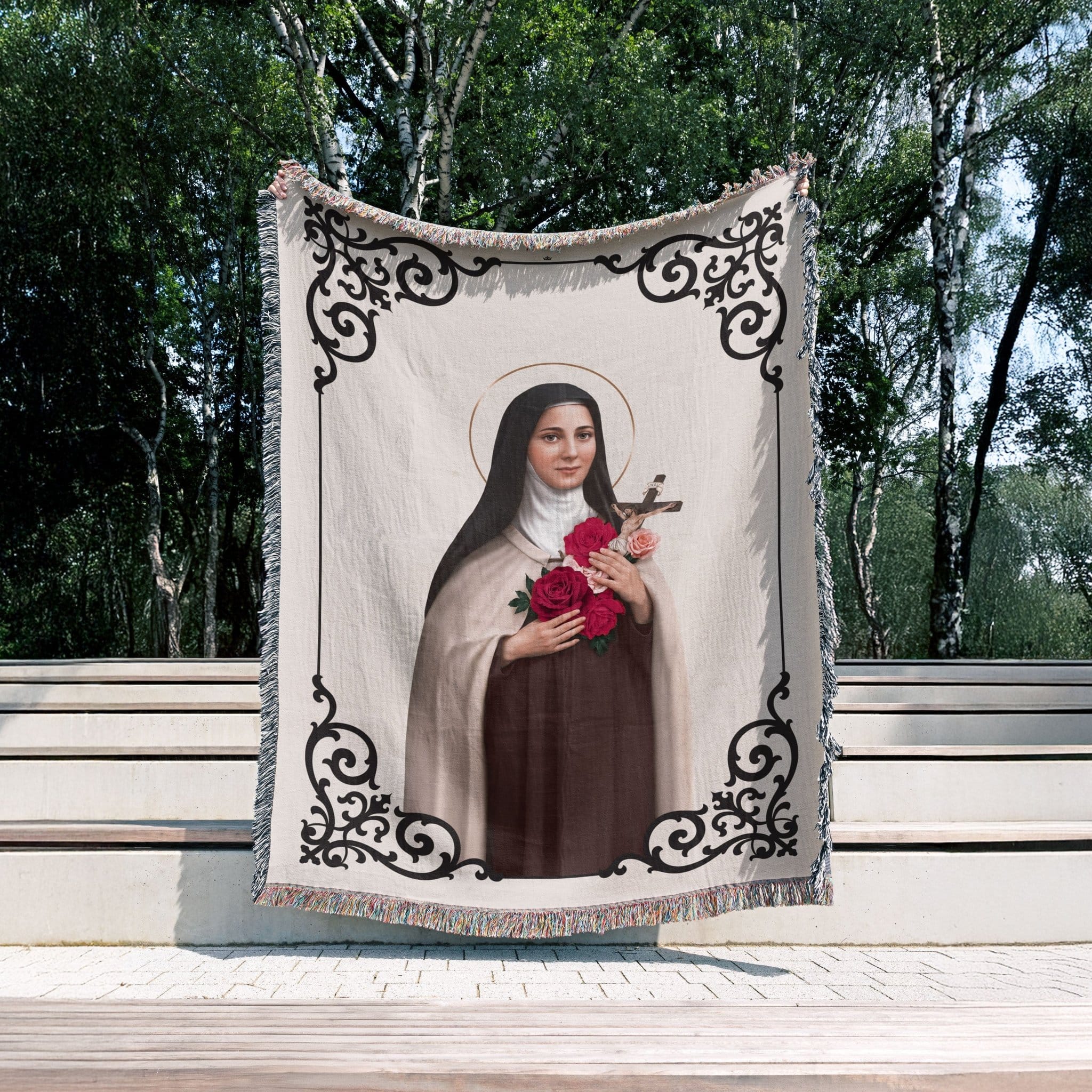 St. Therese of Lisieux Woven Blanket - Venxara
