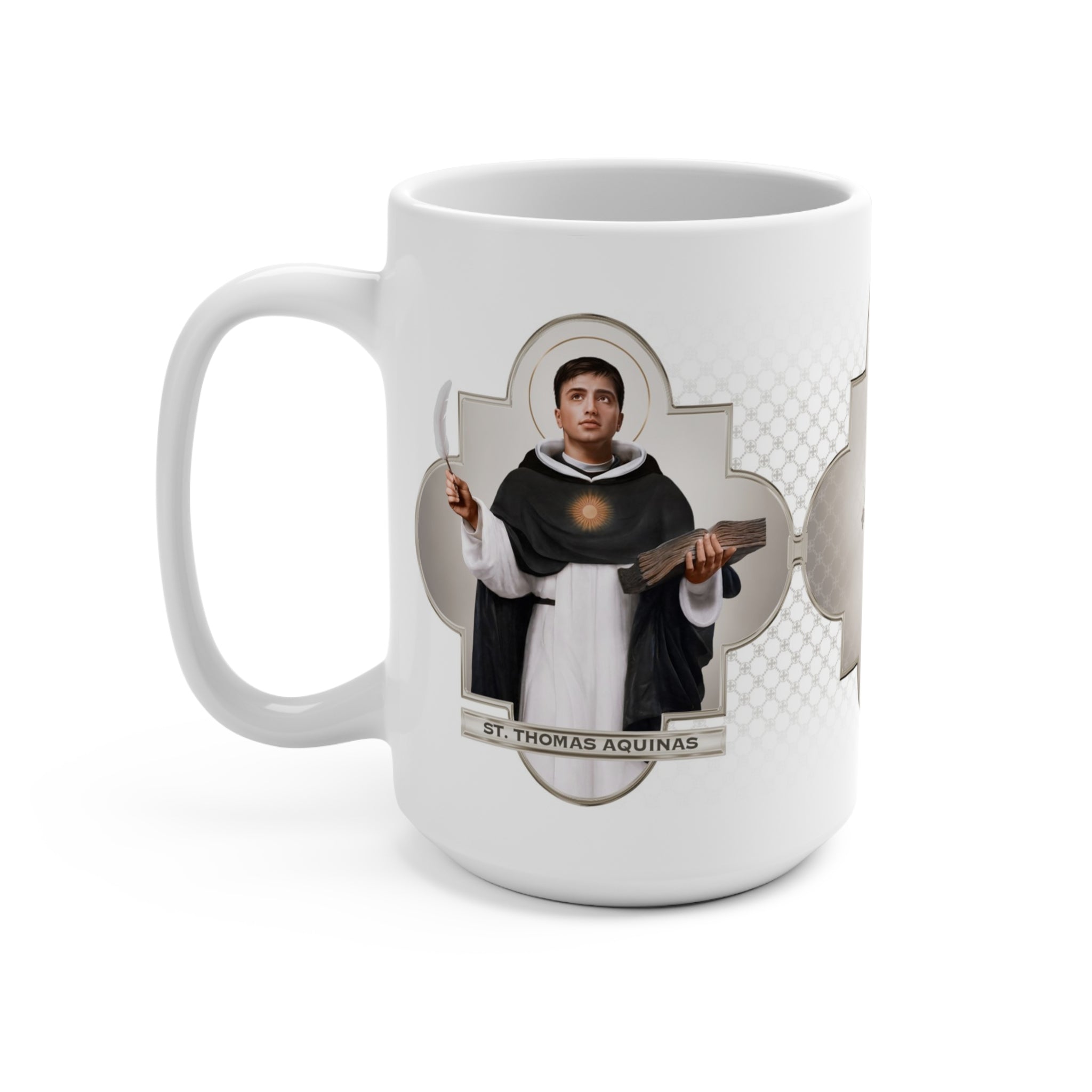 St. Thomas Aquinas Ceramic Mug (White 15 oz) - VENXARA®
