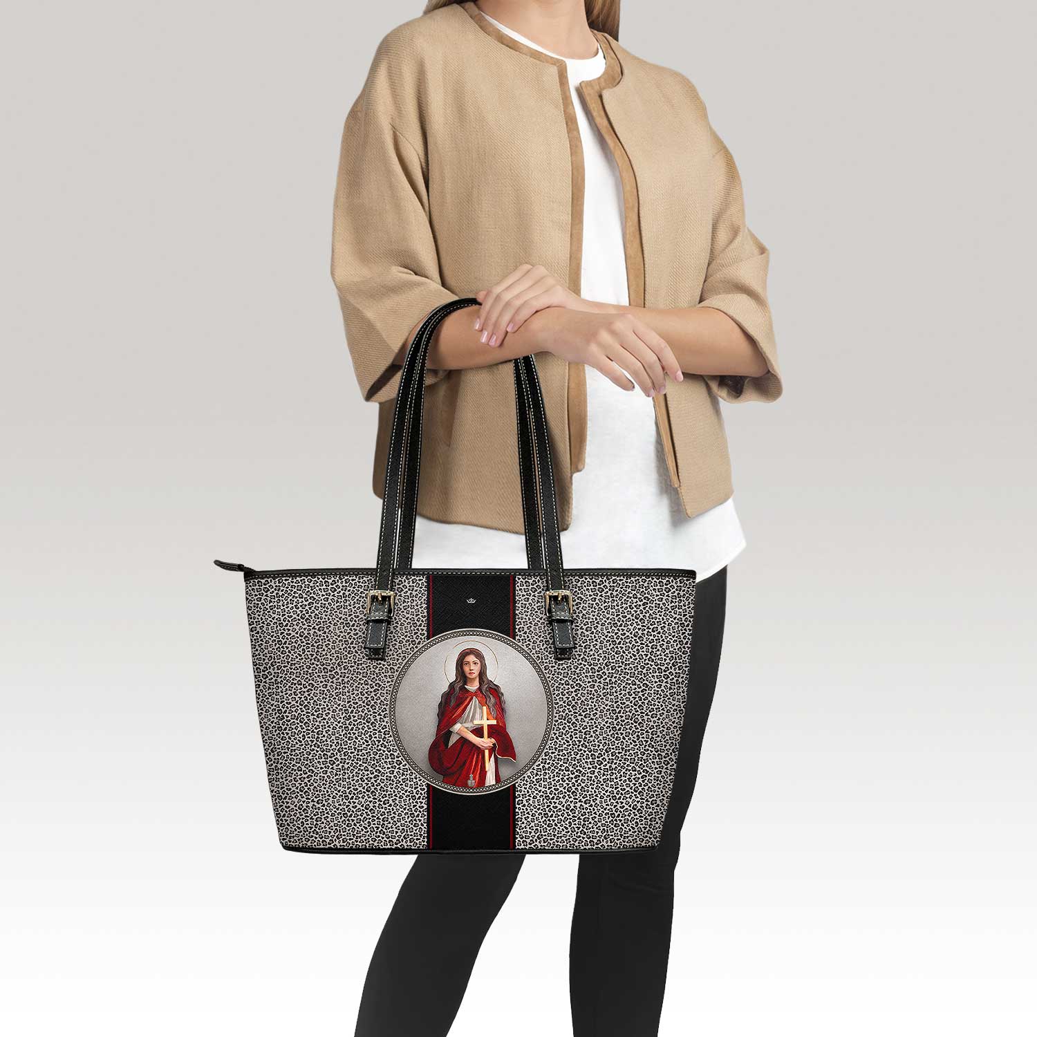 St. Mary Magdalene Medallion Tote Bag (Leopard)