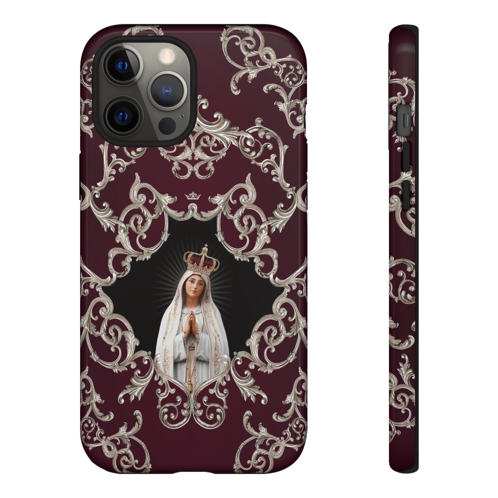 Our Lady of Fatima Hard Phone Case (Baroque Mahogany)