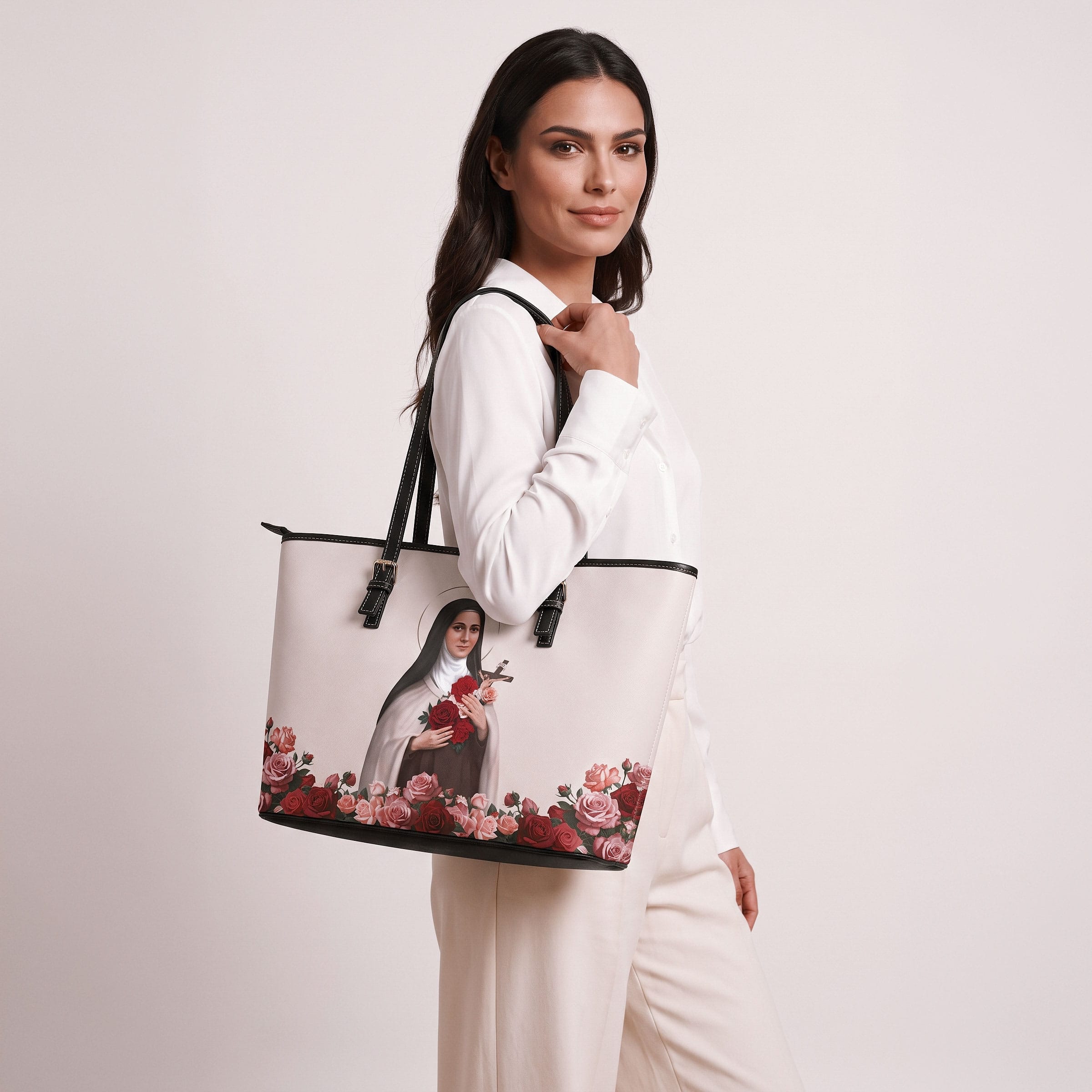 St. Therese of Lisieux Tote Bag (Sand) Copyright VENXARA
