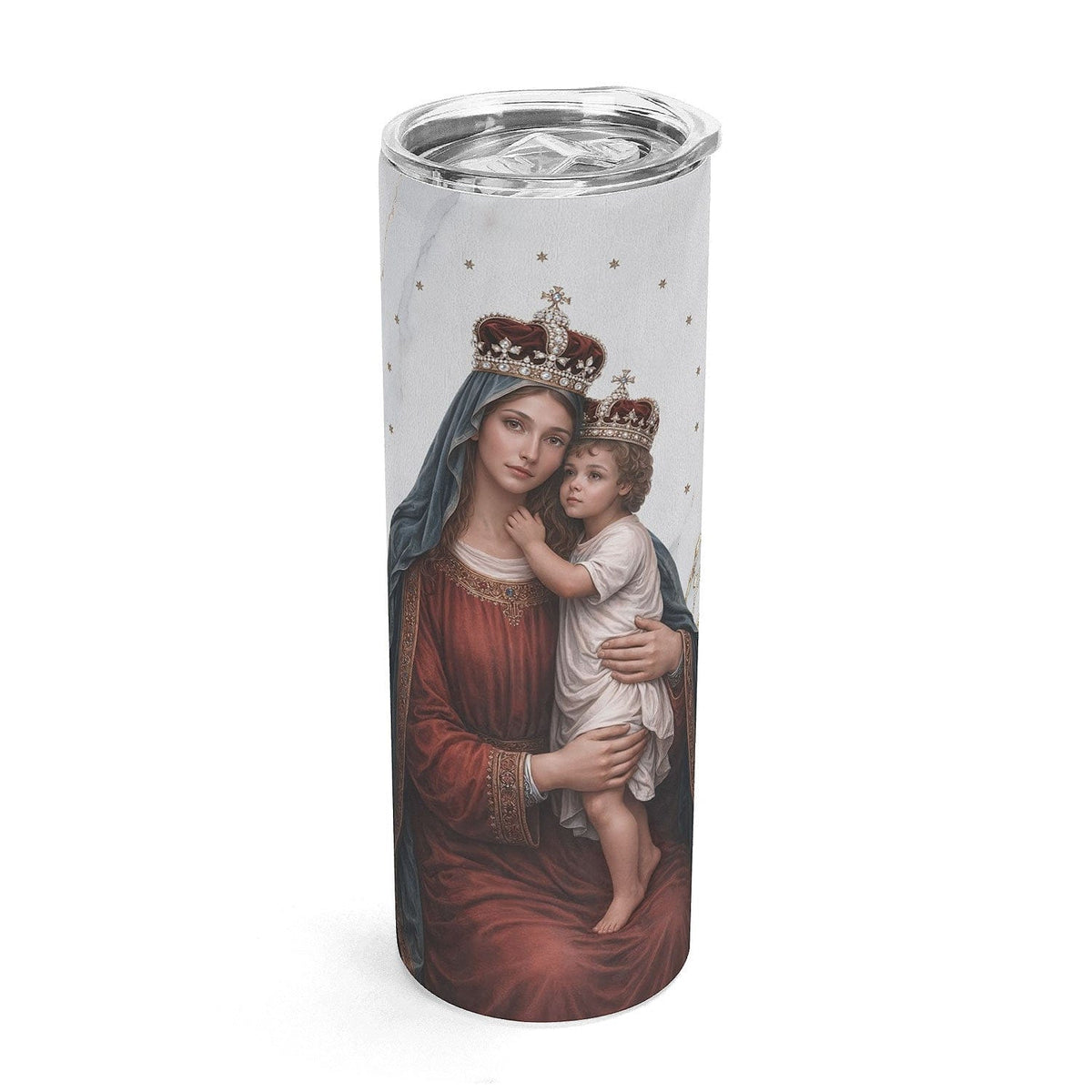 Divine King and Queen Lords Prayer Skinny Tumbler (Blanc Marble 20 oz) Copyright VENXARA