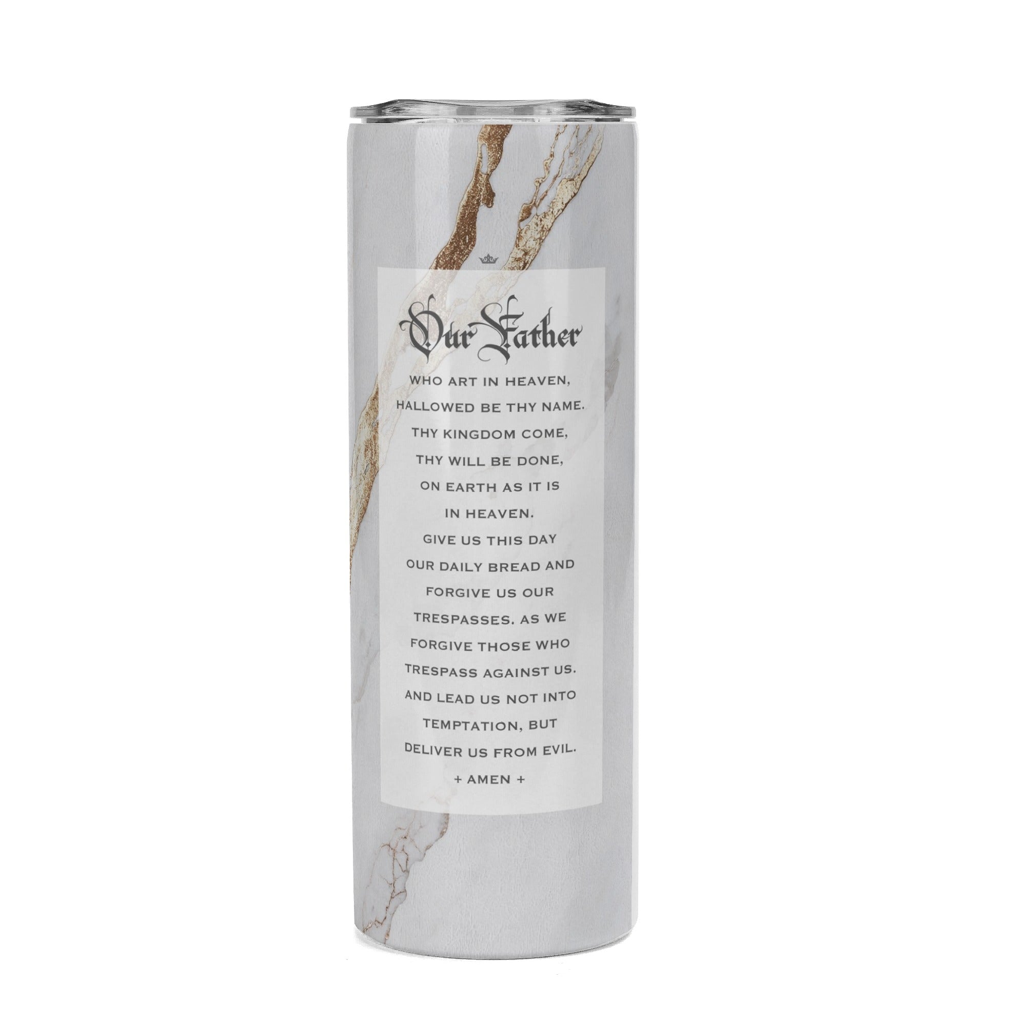 St. Anne Lord's Prayer Skinny Tumbler (Blanc Marble 20 oz) - Venxara