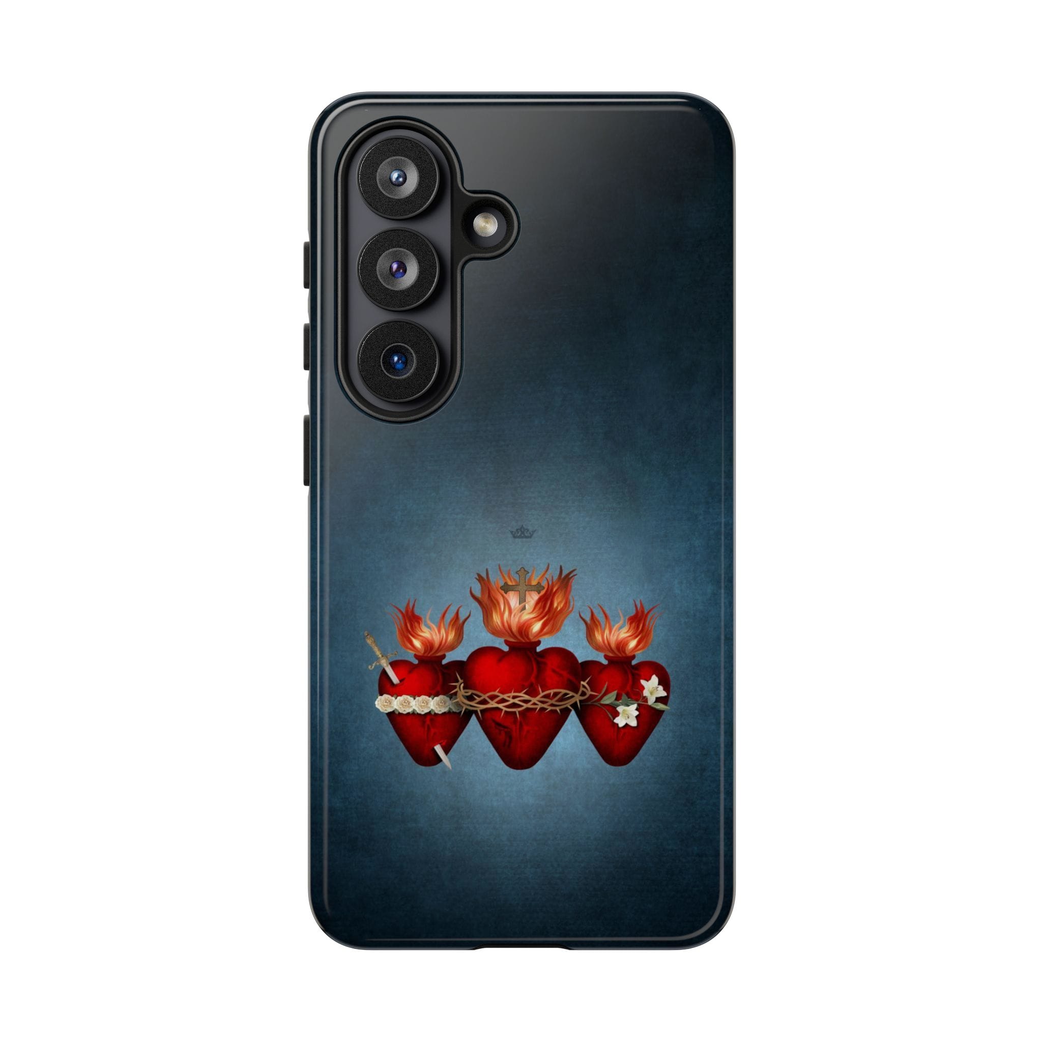 Holy Family Hearts Hard Phone Case (Vintage Blue) Copyright VENXARA
