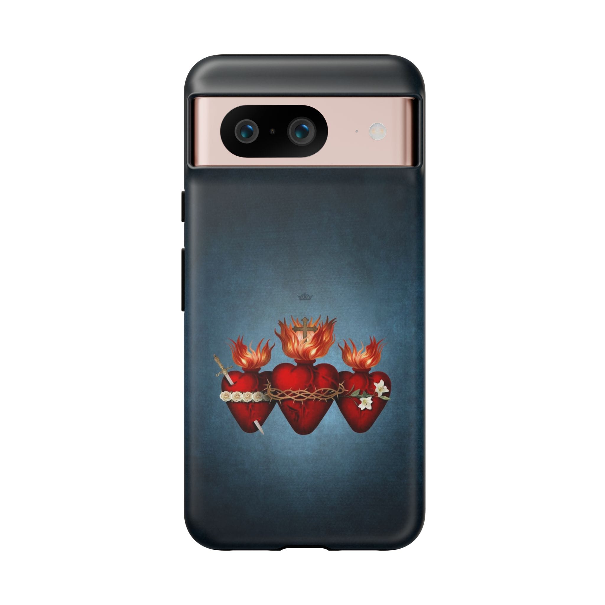 Holy Family Hearts Hard Phone Case (Vintage Blue) Copyright VENXARA