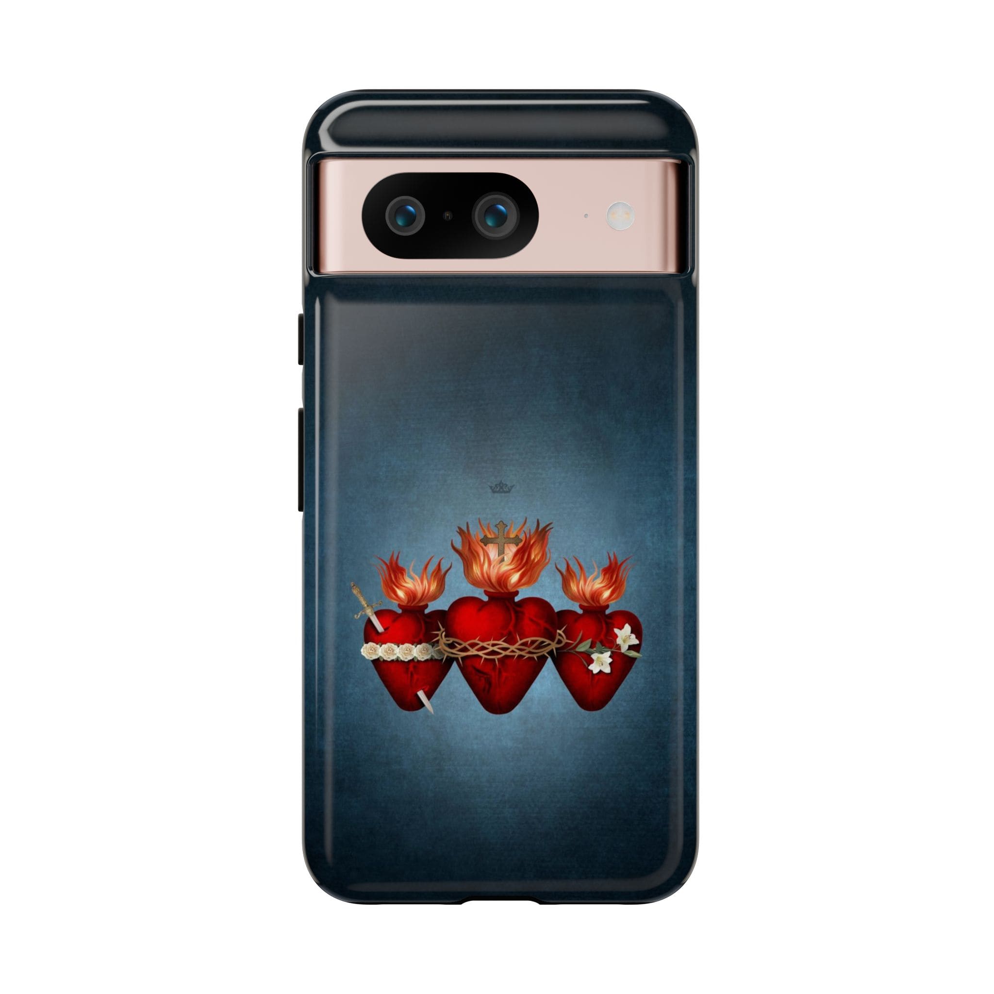 Holy Family Hearts Hard Phone Case (Vintage Blue) Copyright VENXARA