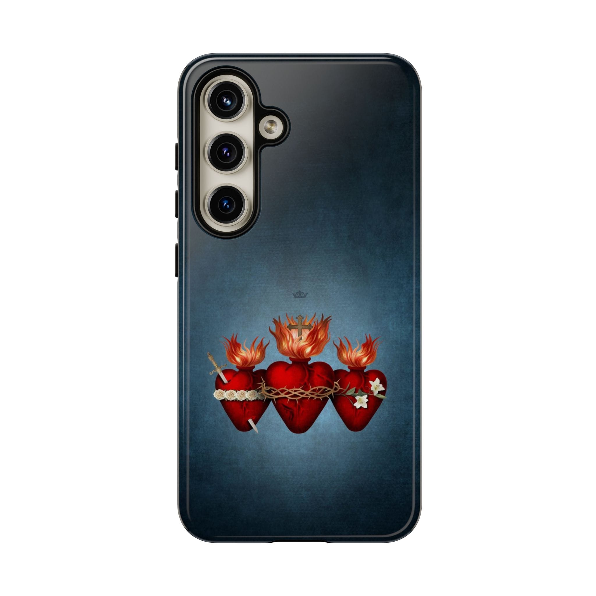 Holy Family Hearts Hard Phone Case (Vintage Blue) Copyright VENXARA