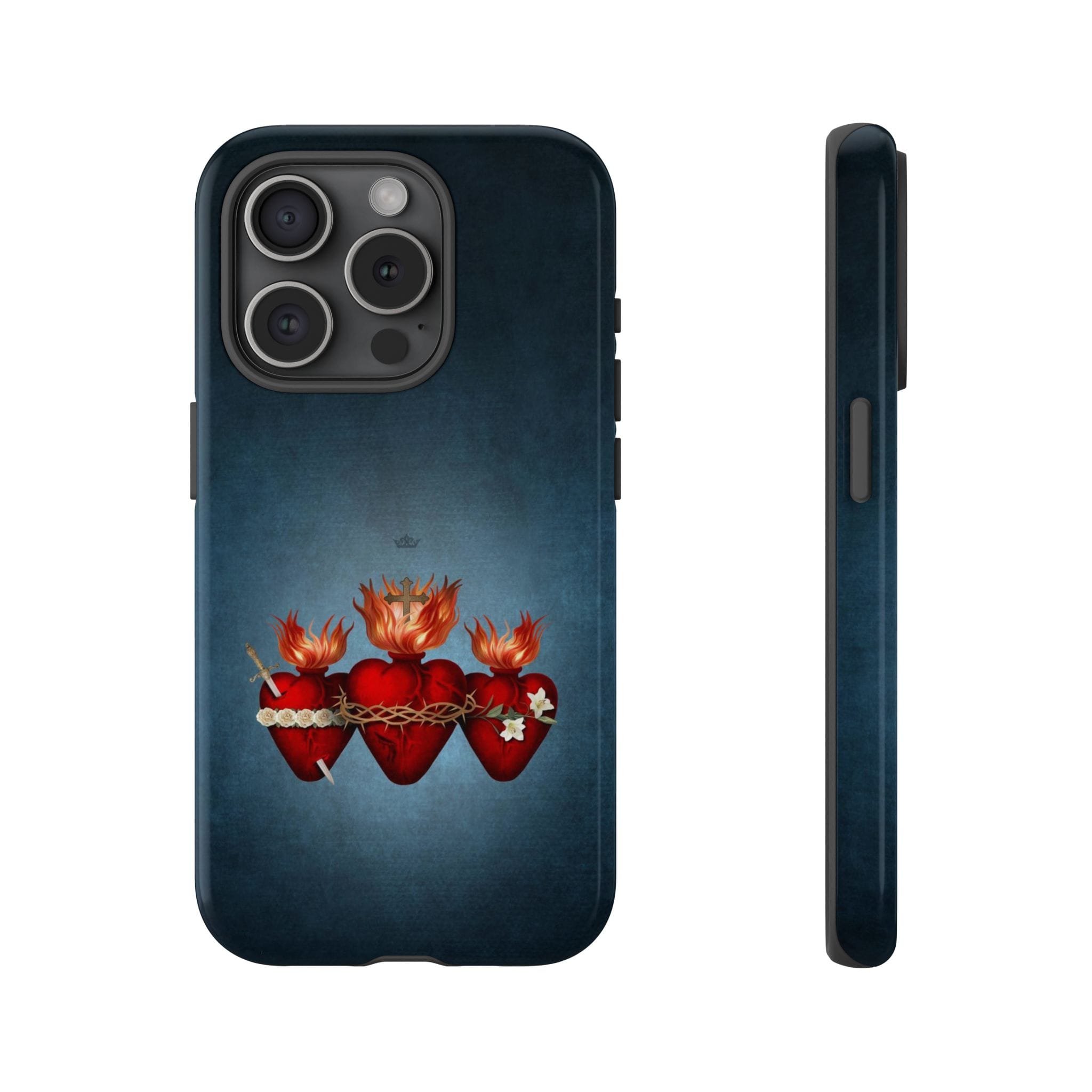 Holy Family Hearts Hard Phone Case (Vintage Blue) Copyright VENXARA