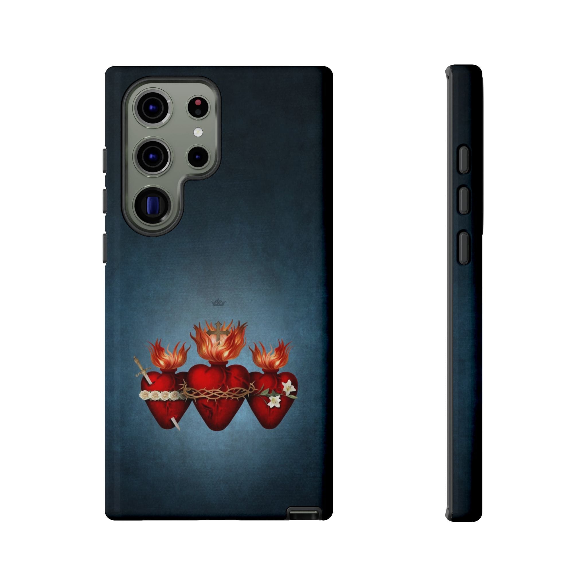Holy Family Hearts Hard Phone Case (Vintage Blue) Copyright VENXARA