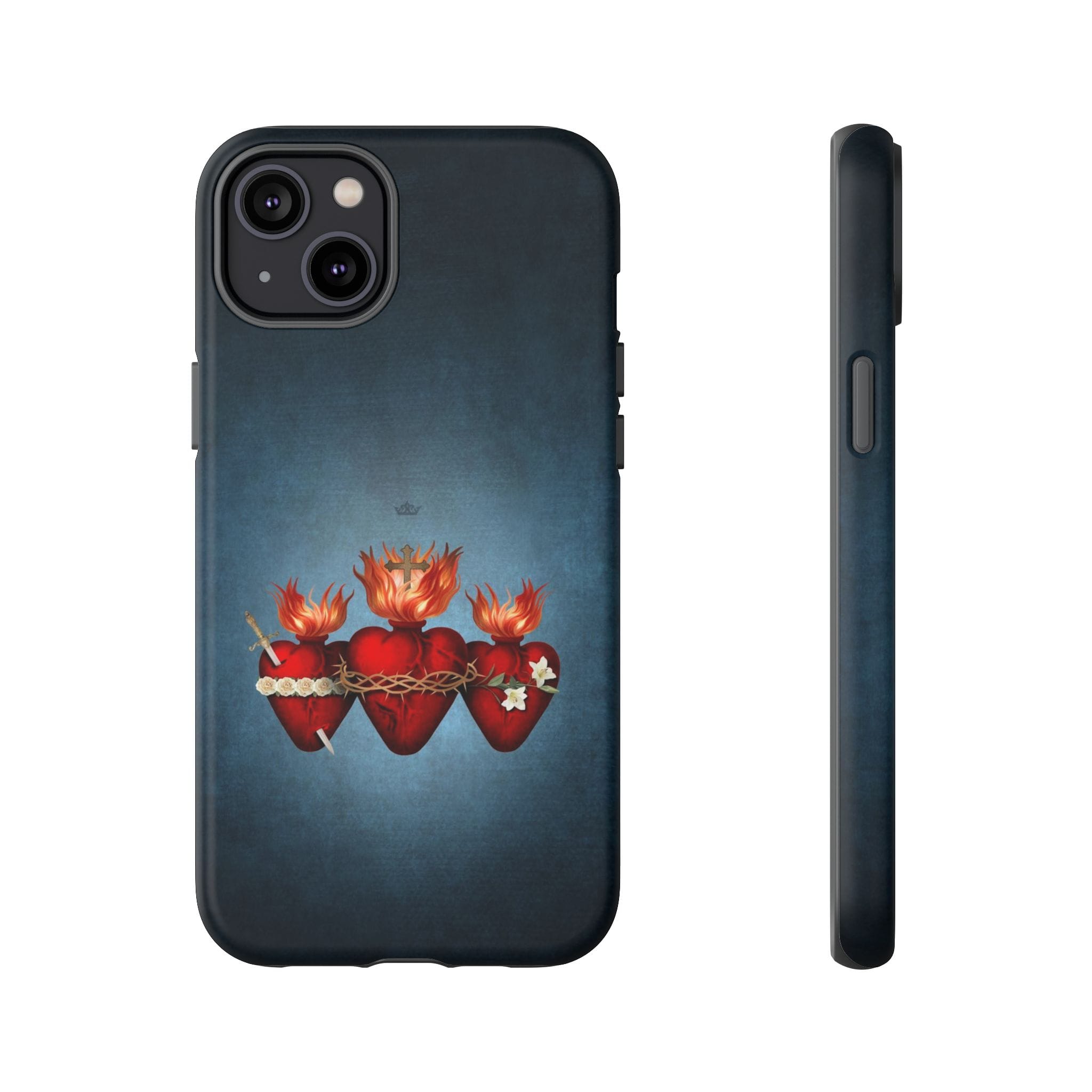 Holy Family Hearts Hard Phone Case (Vintage Blue) Copyright VENXARA