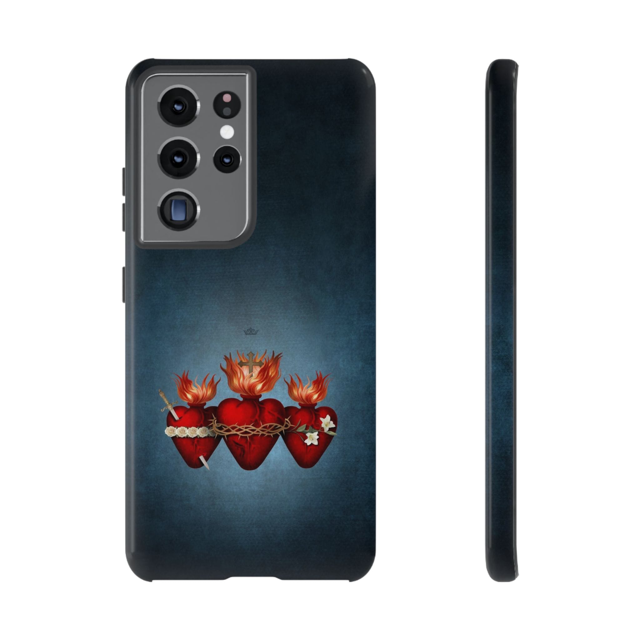 Holy Family Hearts Hard Phone Case (Vintage Blue) Copyright VENXARA