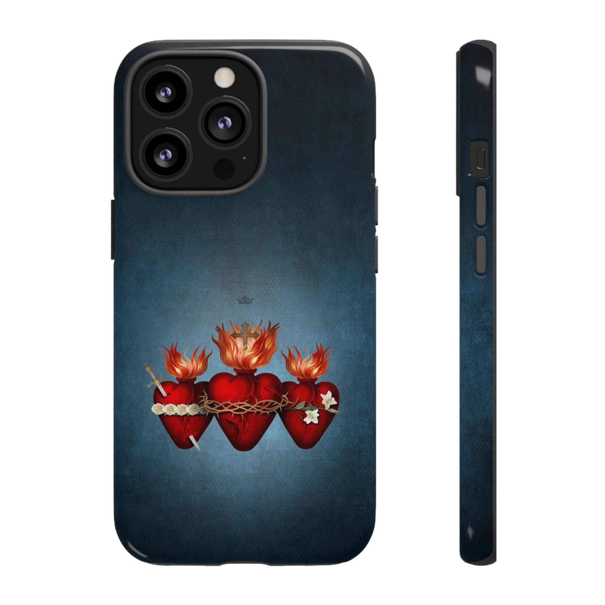 Holy Family Hearts Hard Phone Case (Vintage Blue) Copyright VENXARA