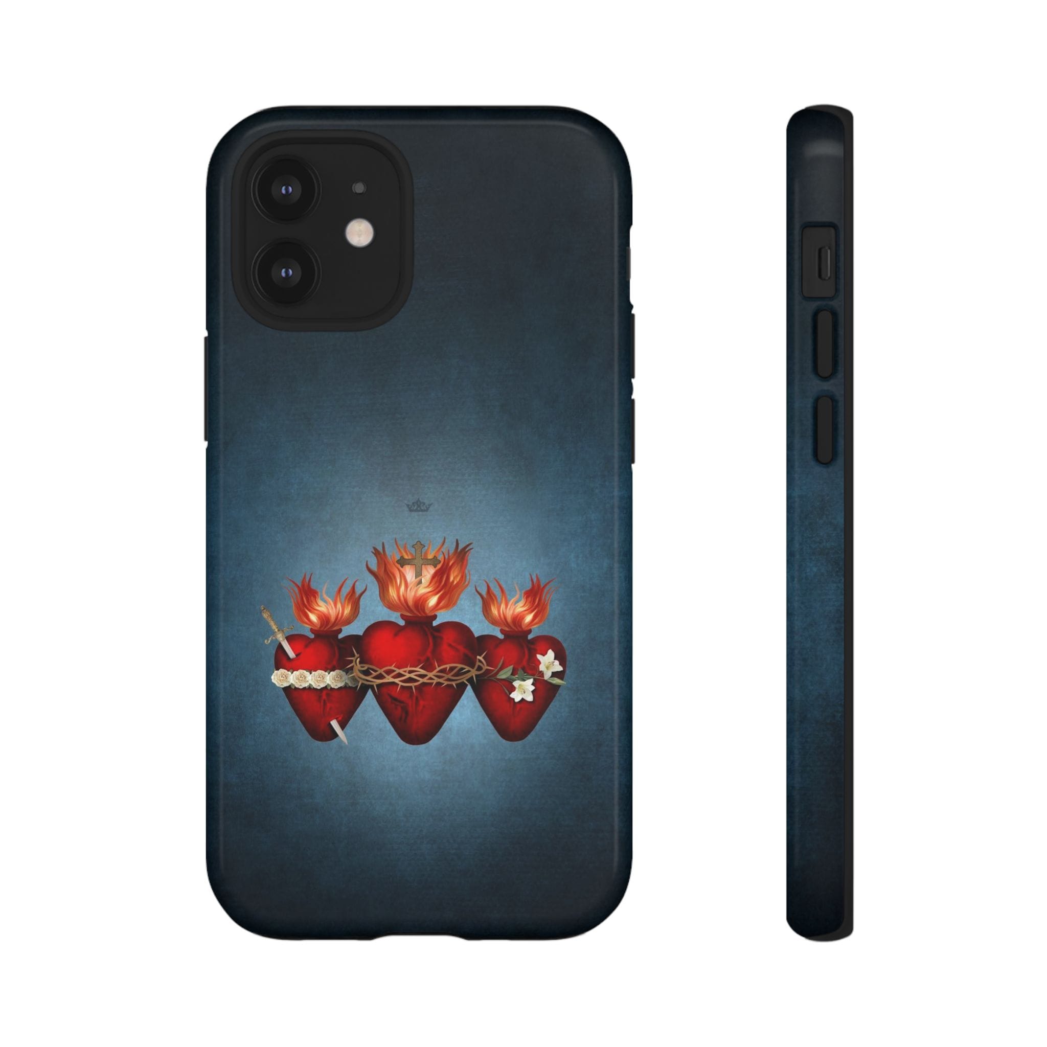 Holy Family Hearts Hard Phone Case (Vintage Blue) Copyright VENXARA
