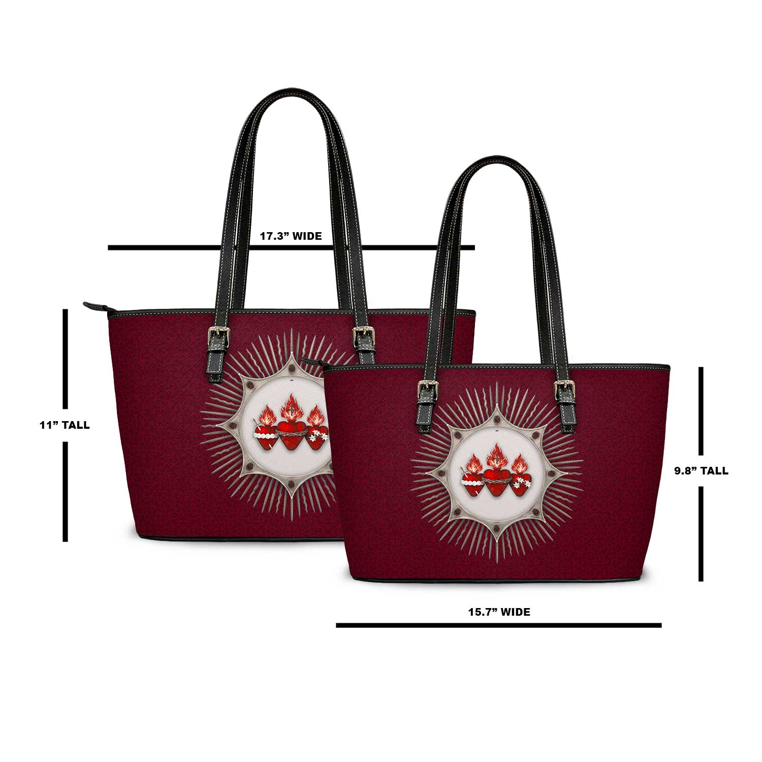 Holy Family Hearts Tote Bag (Radiant Diadem Cardinal Red) - Venxara