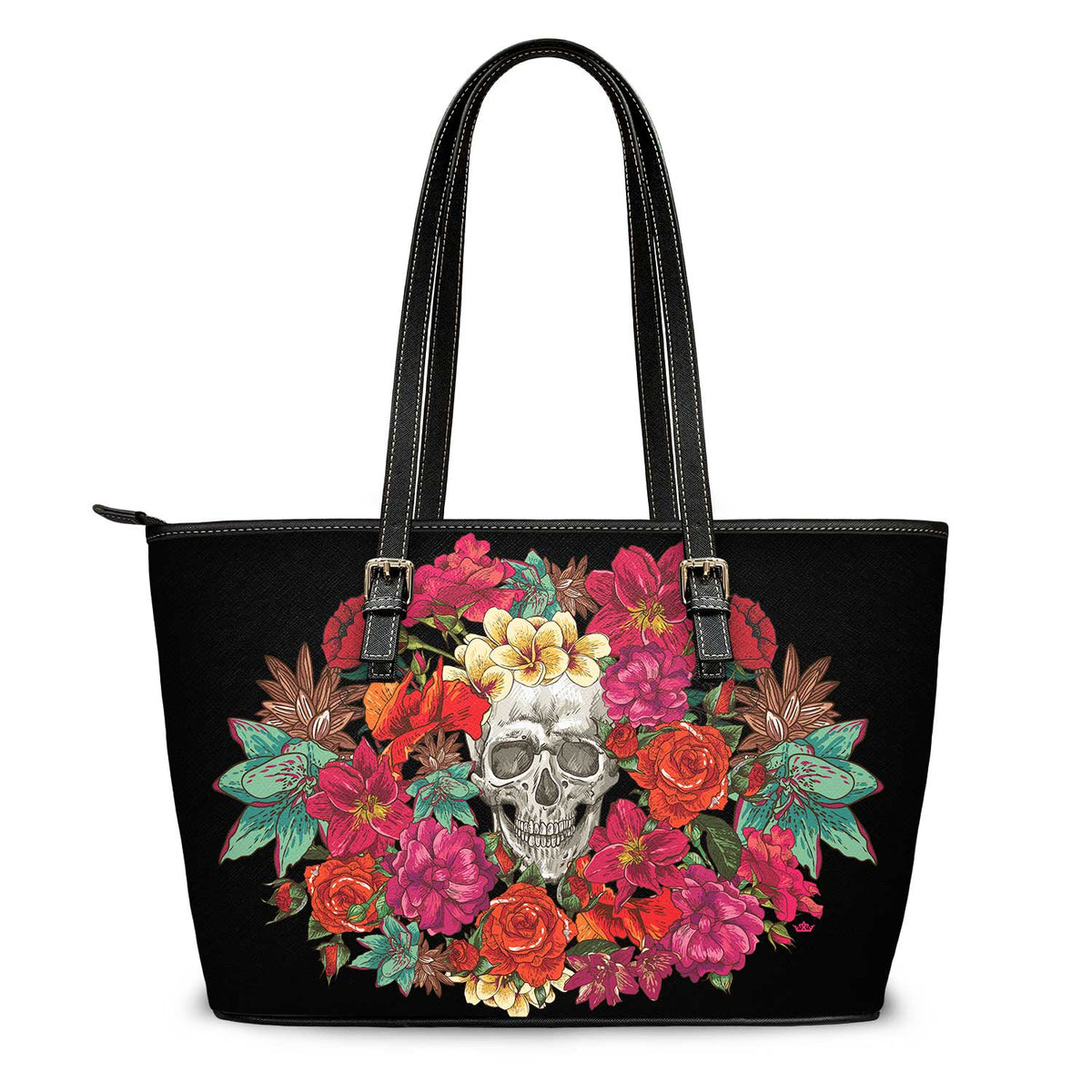Memento Mori Floral Tote Bag (Black) Copyright VENXARA