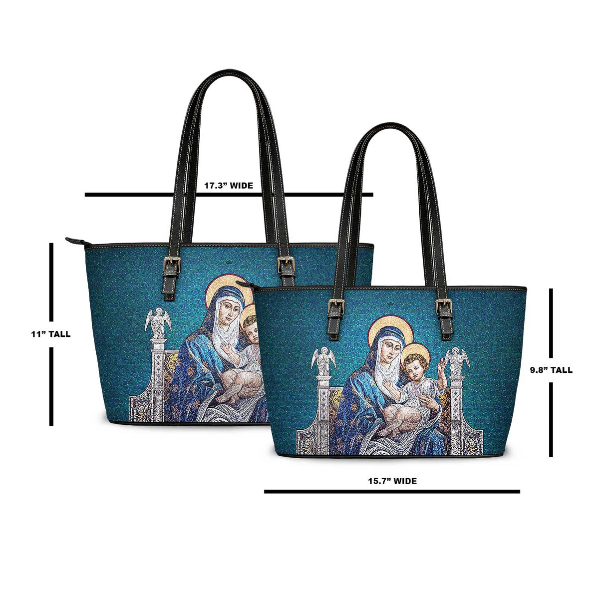 Mosaic Madonna and Child Tote Bag (Brilliant Blue) Copyright VENXARA