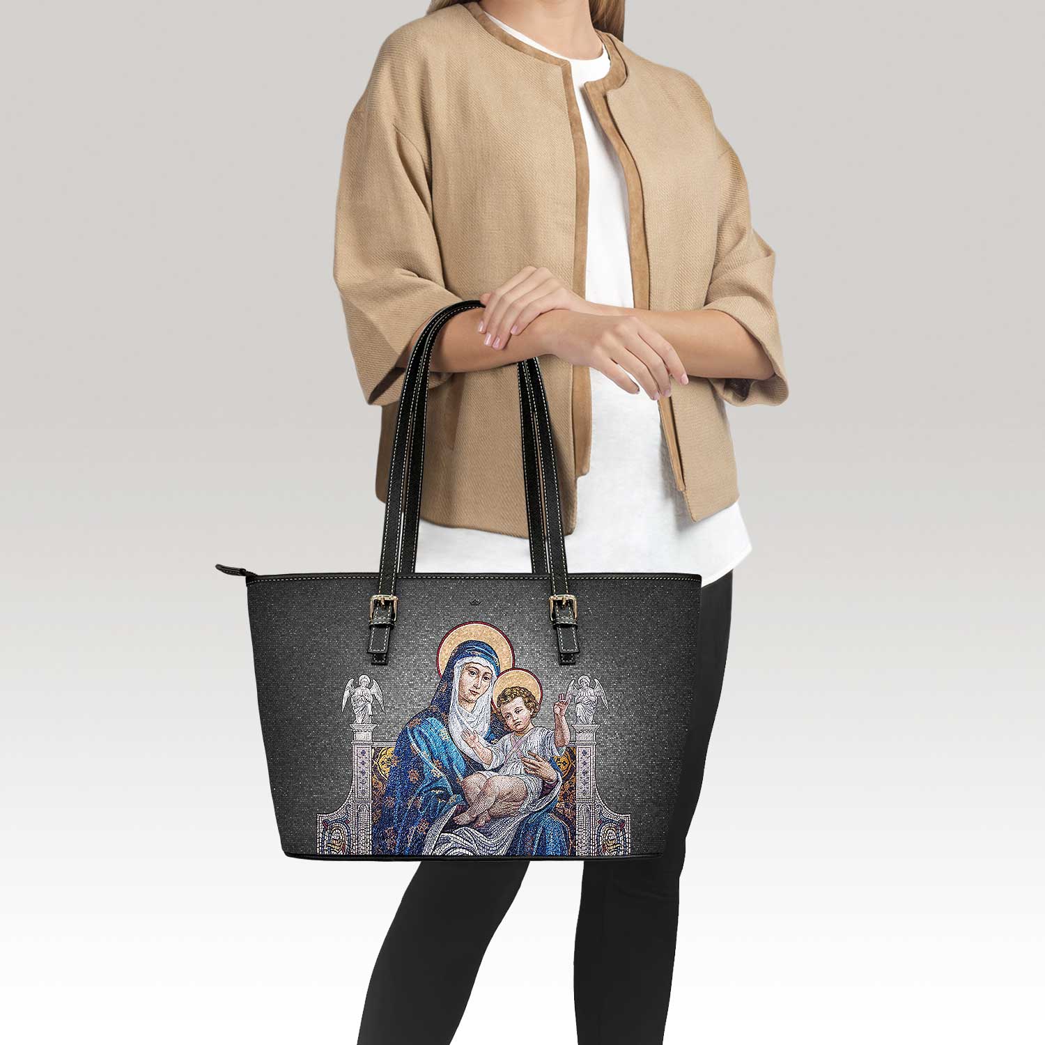 Mosaic Madonna and Child Tote Bag (Incense) - VENXARA®