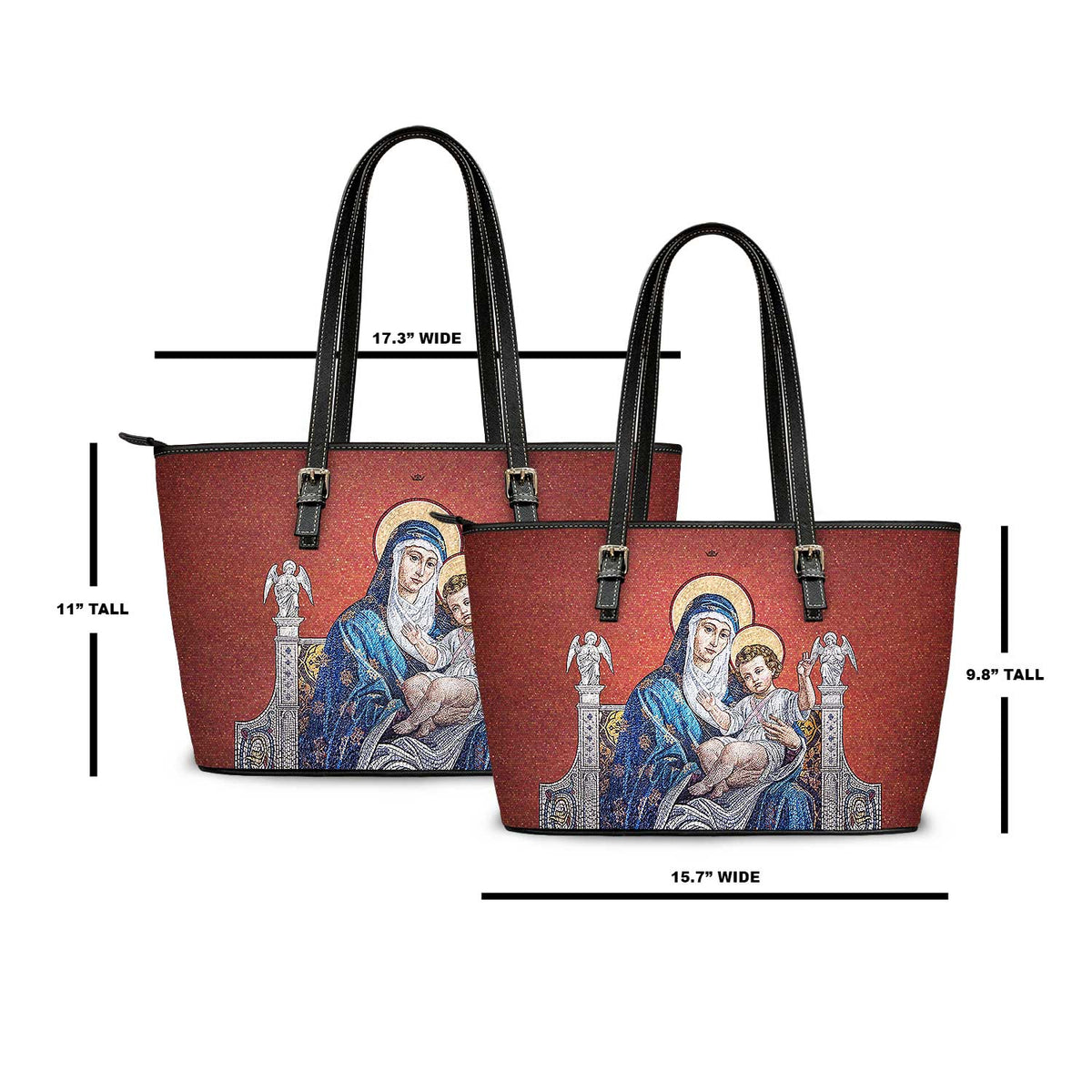 Mosaic Madonna and Child Tote Bag (Royal Red) Copyright VENXARA