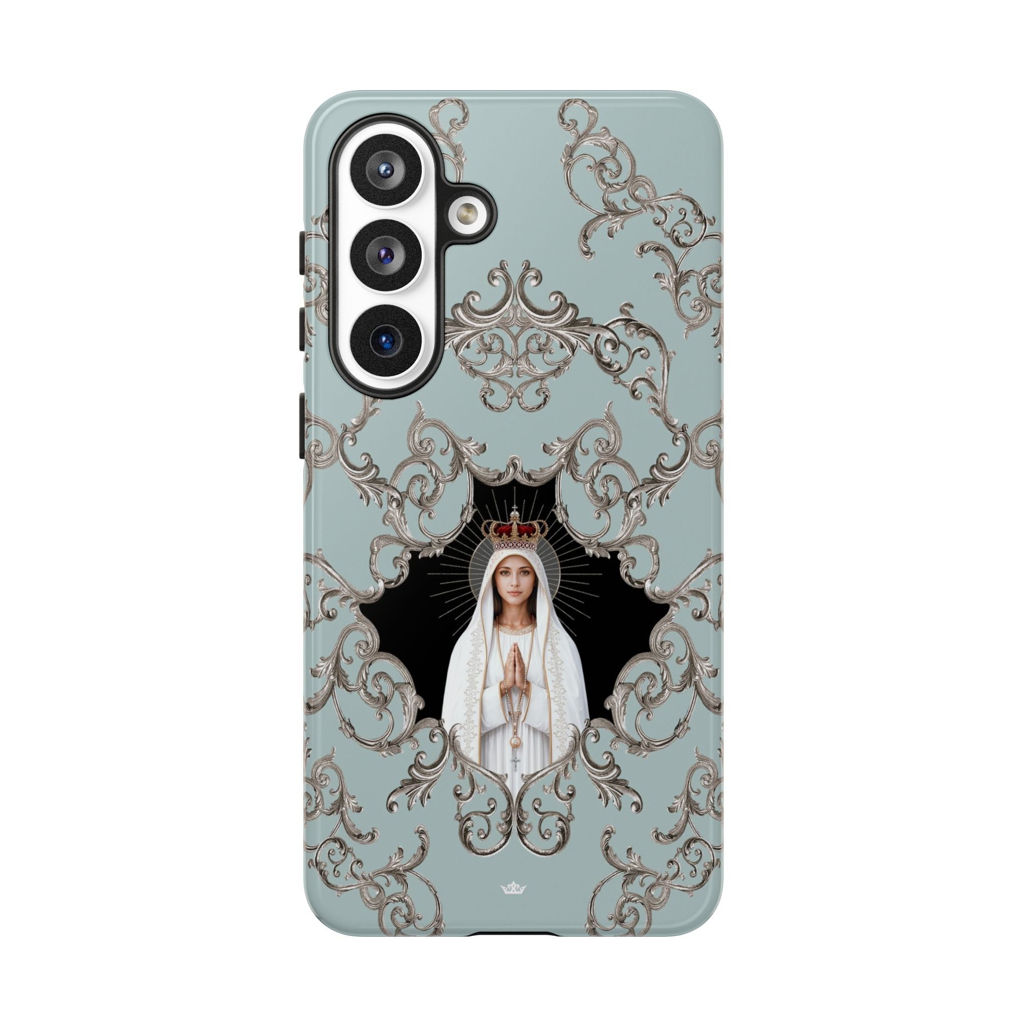 Our Lady of Fatima Hard Phone Case (Baroque Blue) - Venxara